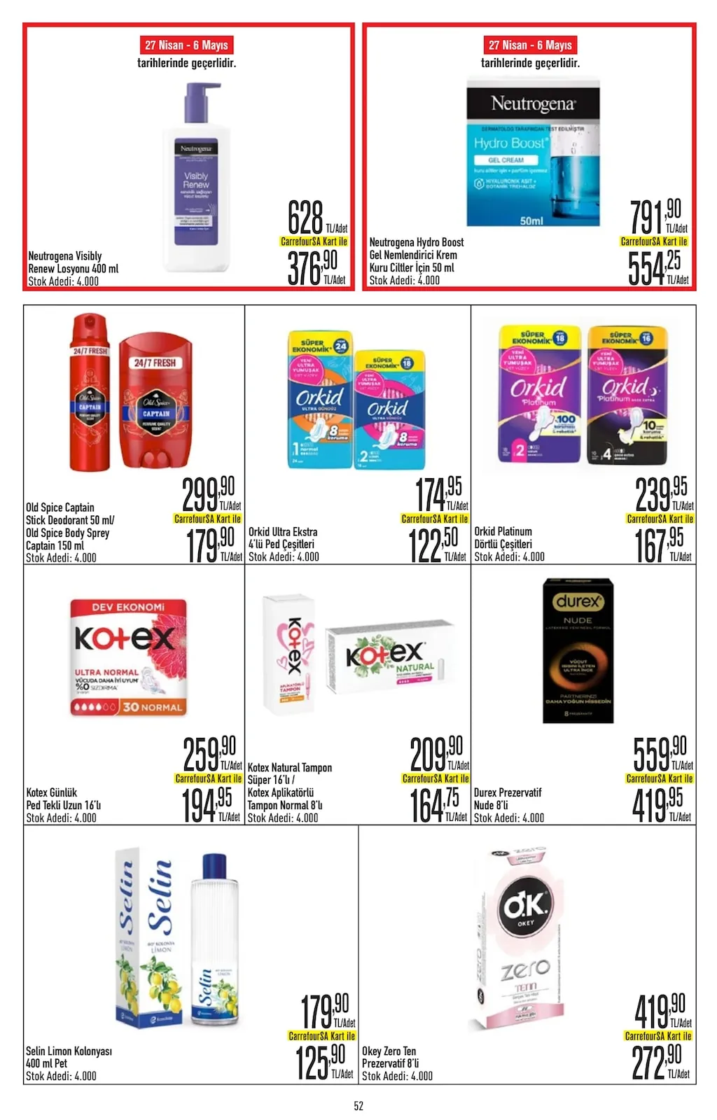 CarrefourSA CarrefourSA 22 Nisan 2026 Aktüel Kataloğu sayfa 52: Durex Prezarzatif Nude 8'Li, Okey Zero Ten Prezervatif 8'Li