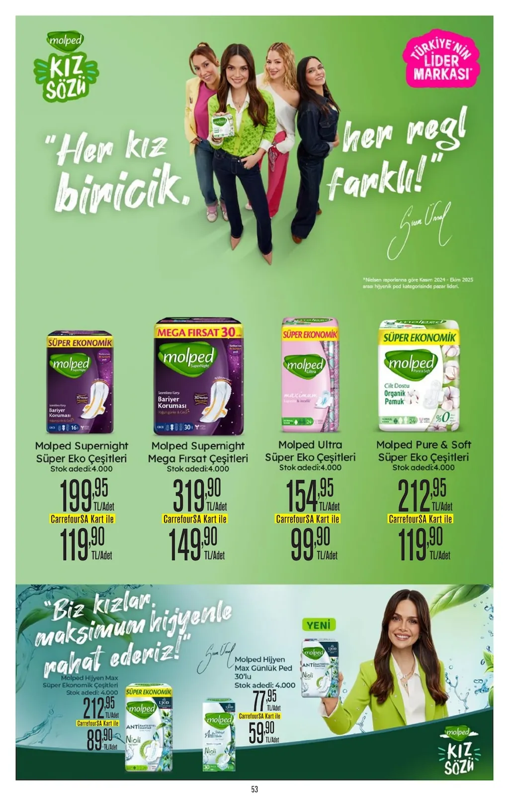 CarrefourSA CarrefourSA 22 Nisan 2026 Aktüel Kataloğu sayfa 53: Molped Ultra Süper Eko Çeşitleri 24 Adet, Molped Supernight Mega Fırsat Çeşitleri 30 Adet