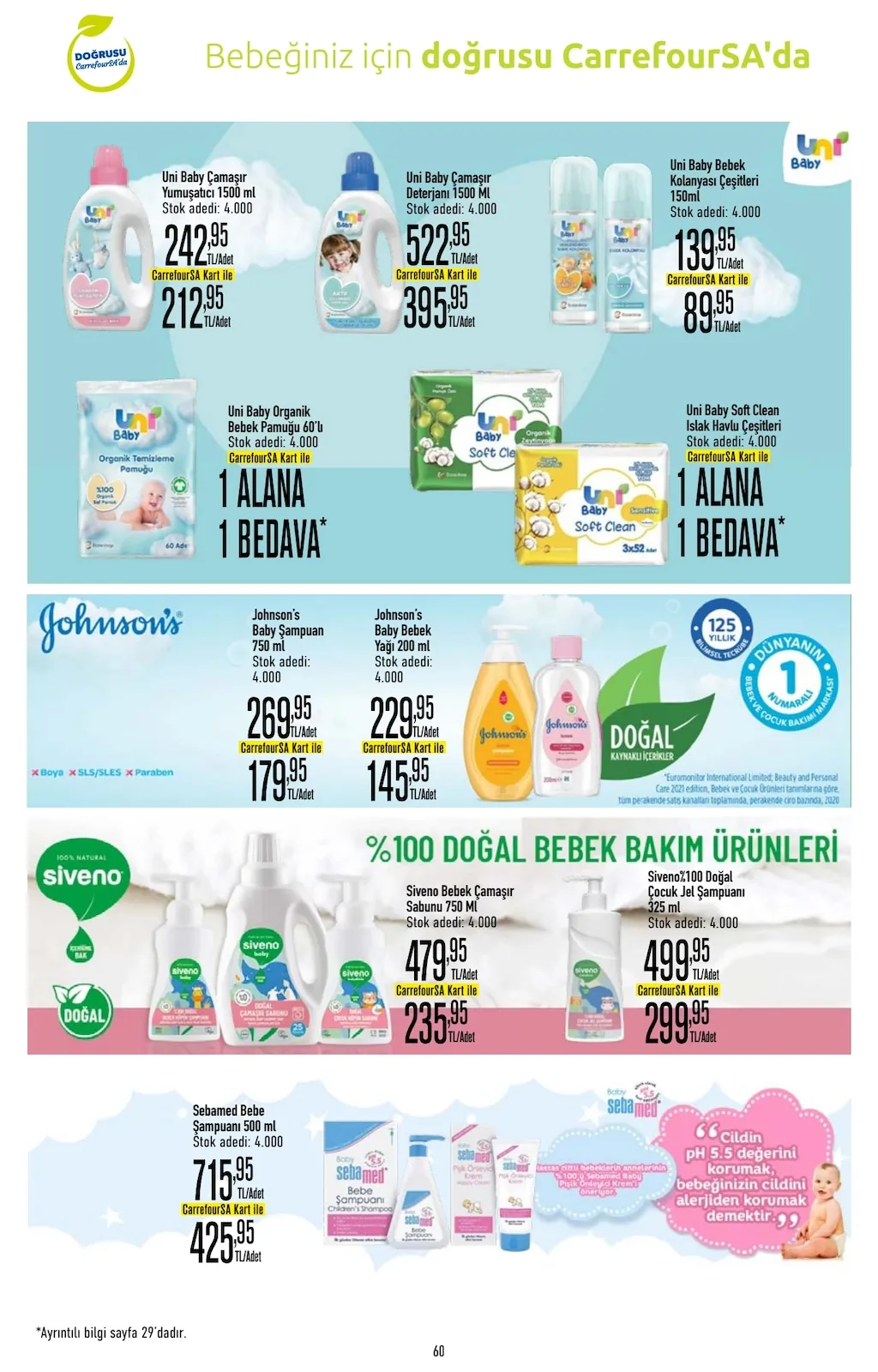CarrefourSA CarrefourSA 22 Nisan 2026 Aktüel Kataloğu sayfa 60: Uni Baby Çamaşır Deterjanı 1500 Ml, Uni Baby Çamaşır Yumuşatıcı 1500 Ml