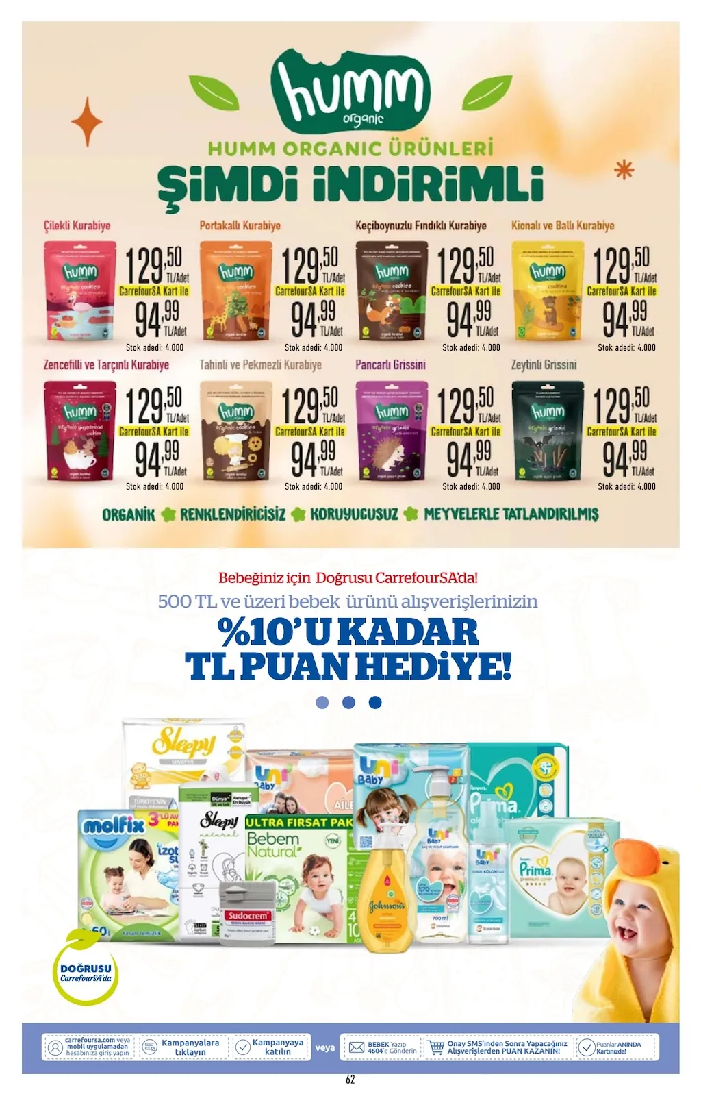 CarrefourSA CarrefourSA 22 Nisan 2026 Aktüel Kataloğu sayfa 62: Humm Organik Kurabiye Çilekli 100G, Humm Organik Zencefilli Ve Tarçınlı Kurabiye 100G