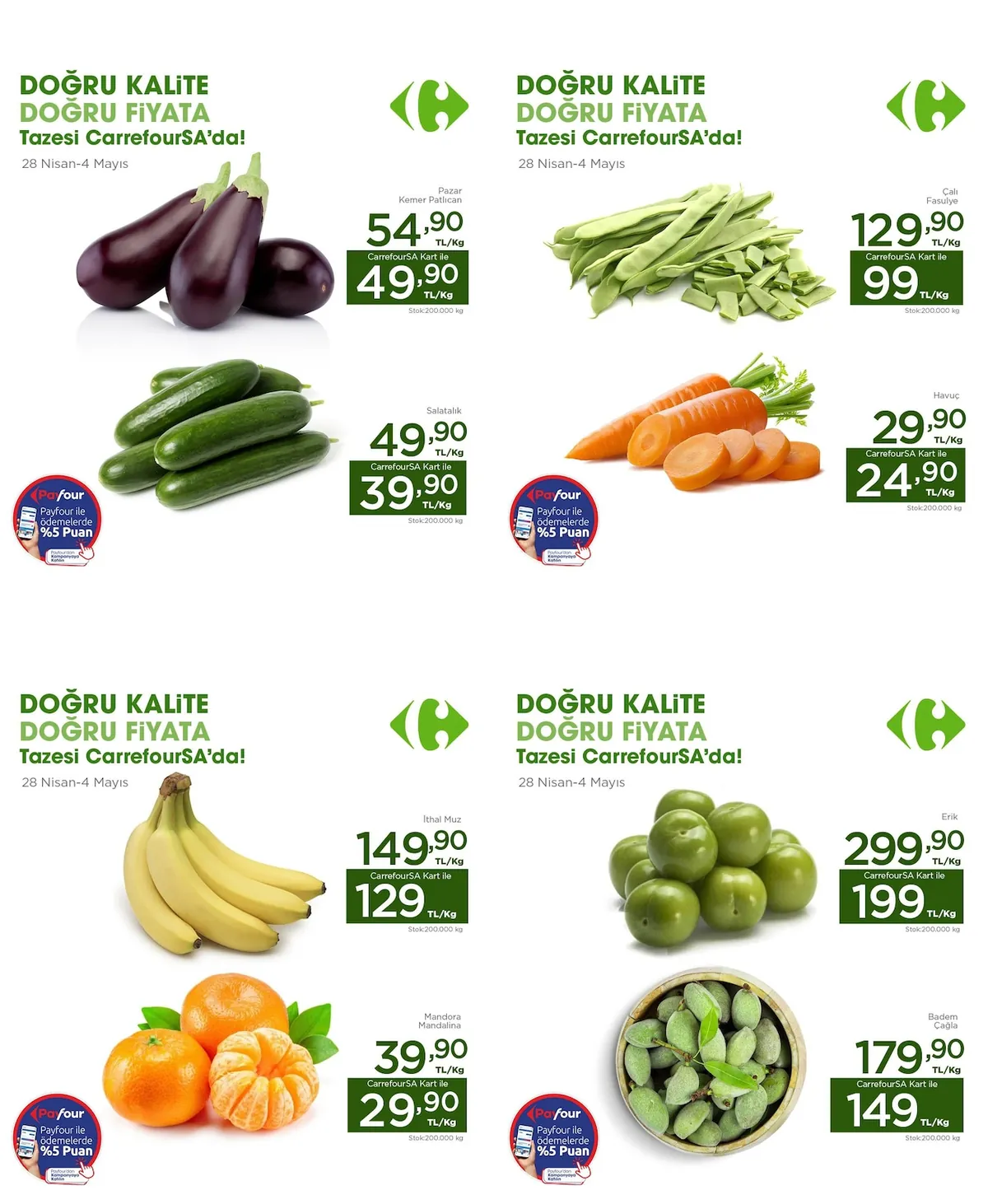 CarrefourSA CarrefourSA 28 Nisan 2026 Aktüel Kataloğu sayfa 1: Havuç Kg, Erik Kg