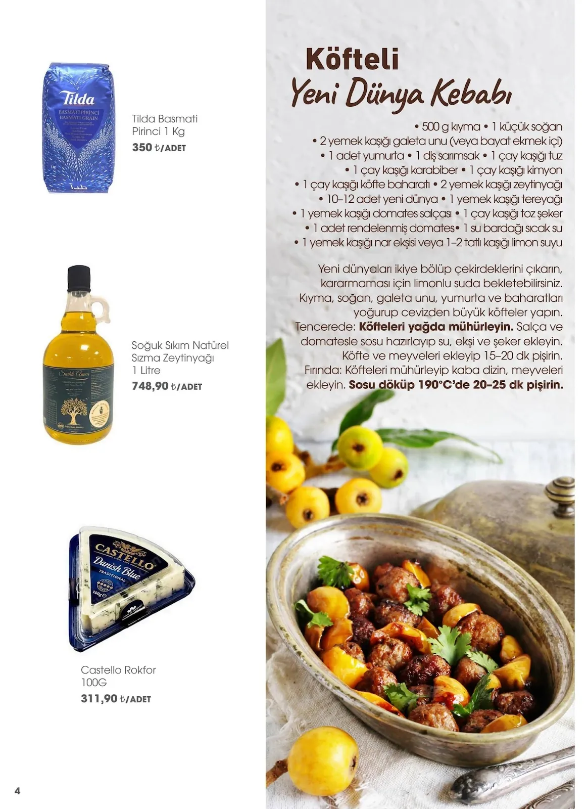 CarrefourSA CarrefourSA 1 Mayıs 2026 Aktüel Kataloğu sayfa 4: Soğuk Sıkım Naturel Sızma Zeytinyağı 1 Litre, Tilda Basmati Pirinci 1 Kg