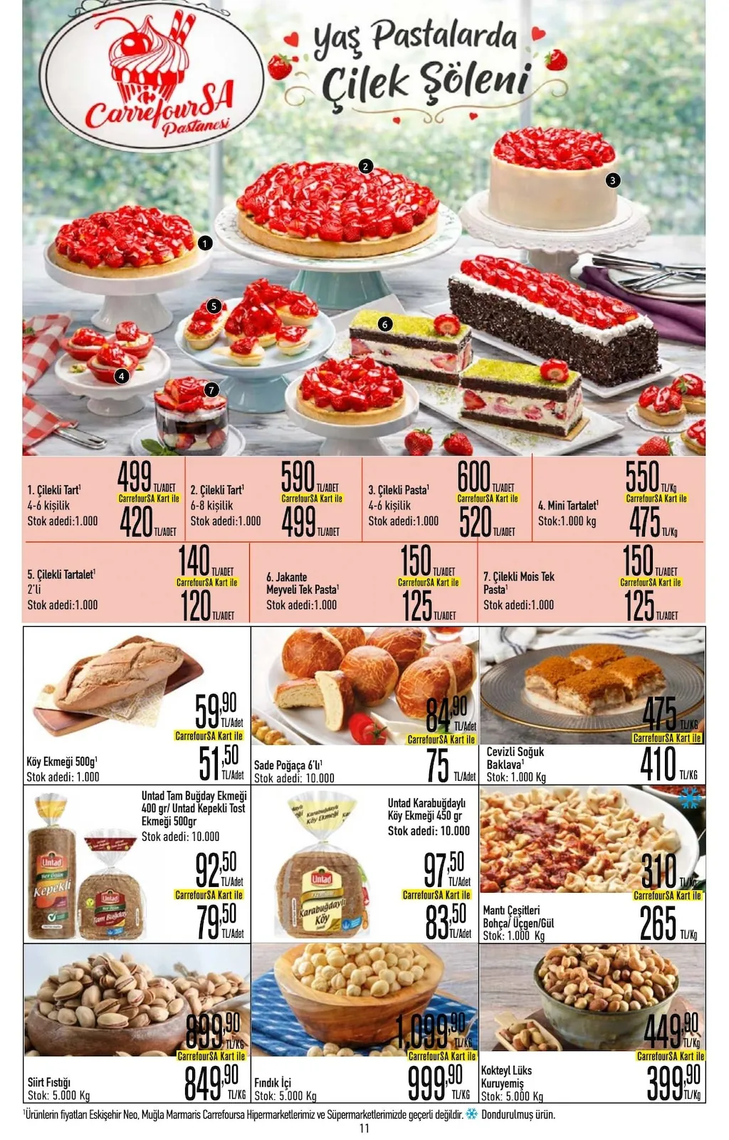 CarrefourSA CarrefourSA 7 Mayıs 2026 Aktüel Kataloğu sayfa 11: Köy Ekmeği 500G, Untad Tam Buğday Ekmeği 400Gr / Untad Kepekli Tost Ekmeği 500Gr