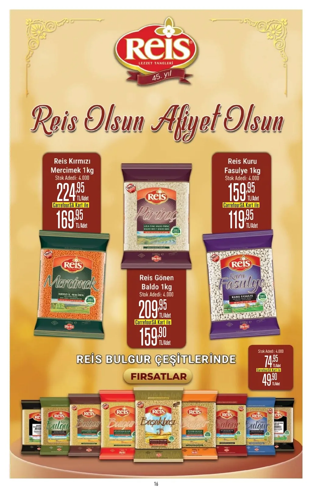 CarrefourSA CarrefourSA 7 Mayıs 2026 Aktüel Kataloğu sayfa 17: Reis Kırmızı Mercimek 1Kg, Reis Pirinç Pilavlık 1Kg