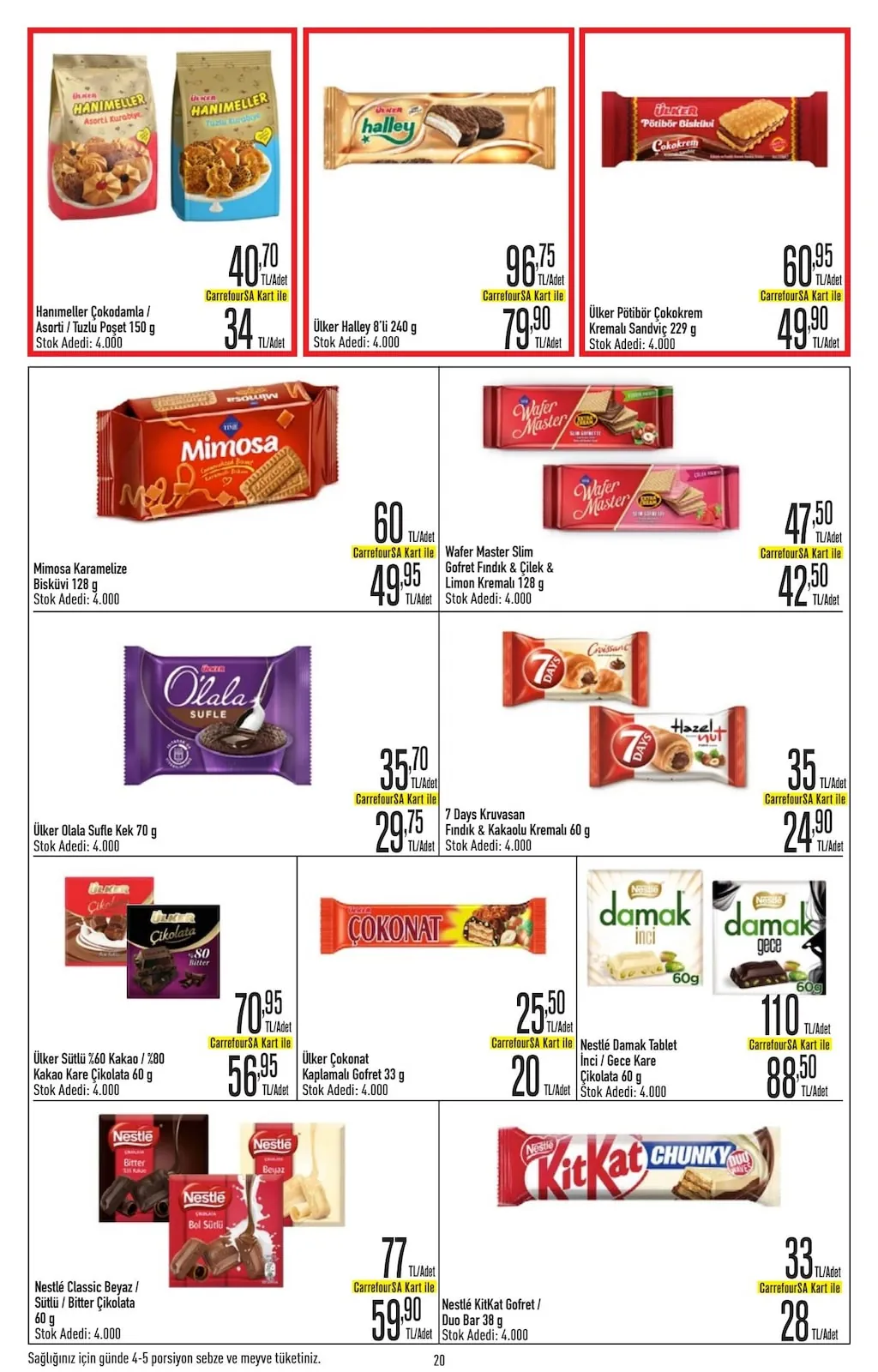CarrefourSA CarrefourSA 7 Mayıs 2026 Aktüel Kataloğu sayfa 21: Ülker Pötibör Çokokrem Kremalı Sandviç 229 G, Ülker Halley 8'Li 240 G