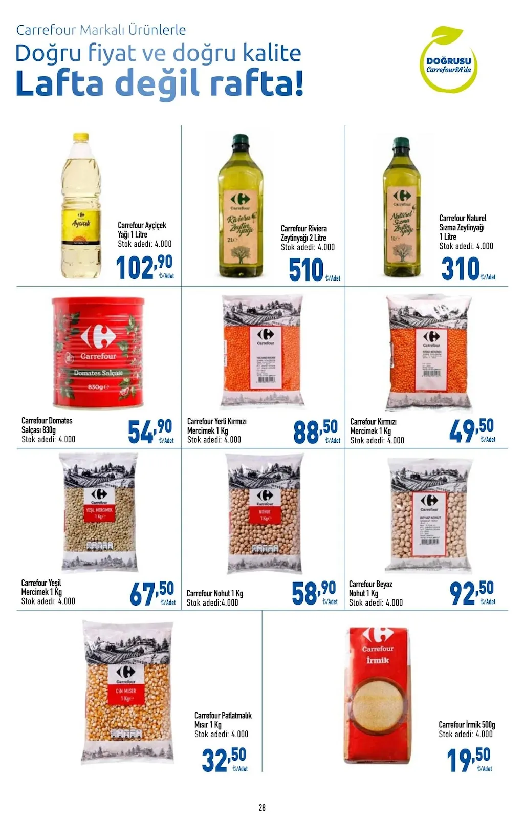 CarrefourSA CarrefourSA 7 Mayıs 2026 Aktüel Kataloğu sayfa 29: Carrefour Yerli Kırmızı Mercimek 1 Kg, Carrefour Beyaz Nohut 1 Kg