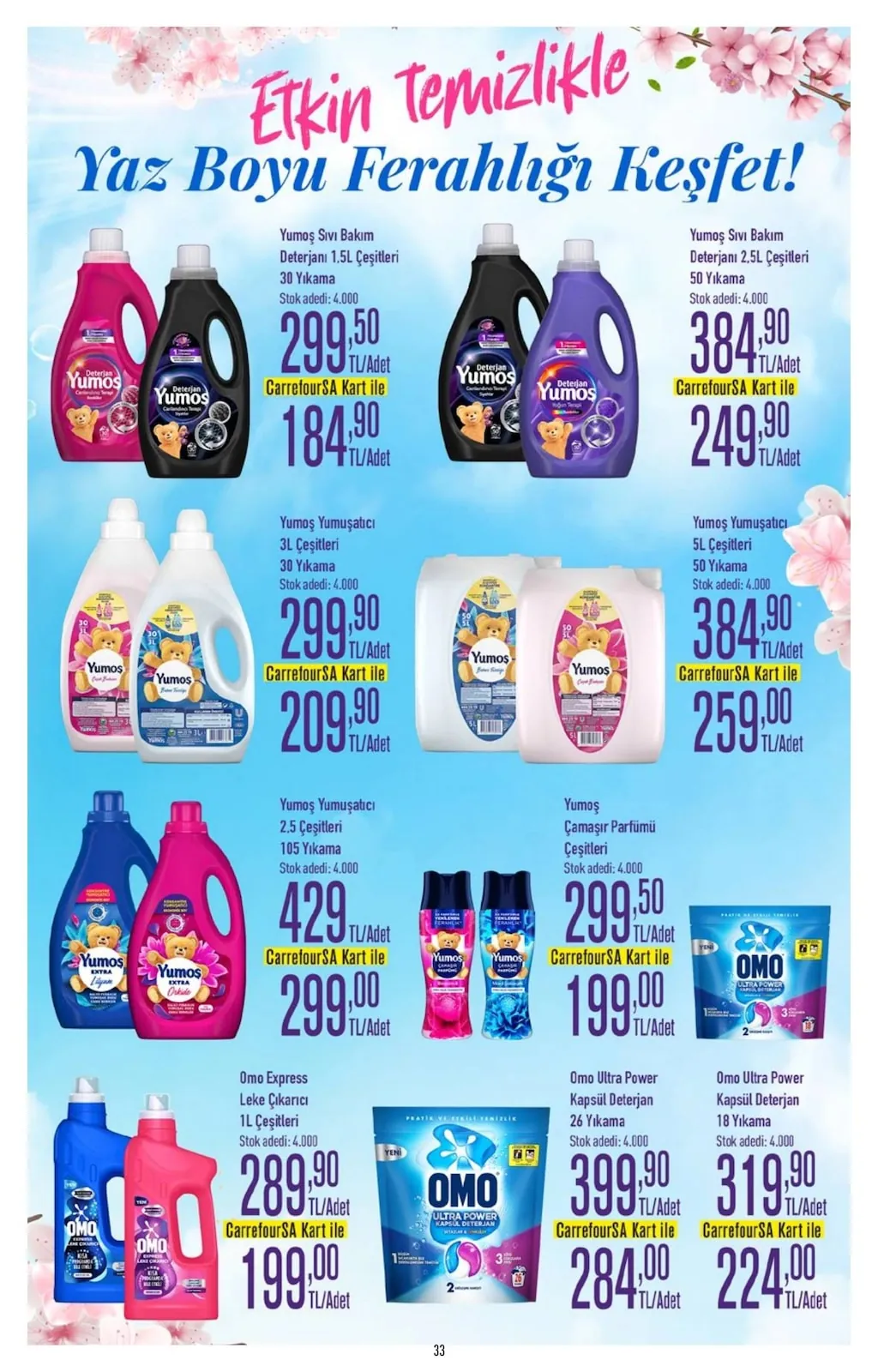 CarrefourSA CarrefourSA 7 Mayıs 2026 Aktüel Kataloğu sayfa 34: Yumos Yumuşatıcı 3L Çeşitleri, Omo Ultra Power Kapsül Deterjan 26 Yıkama