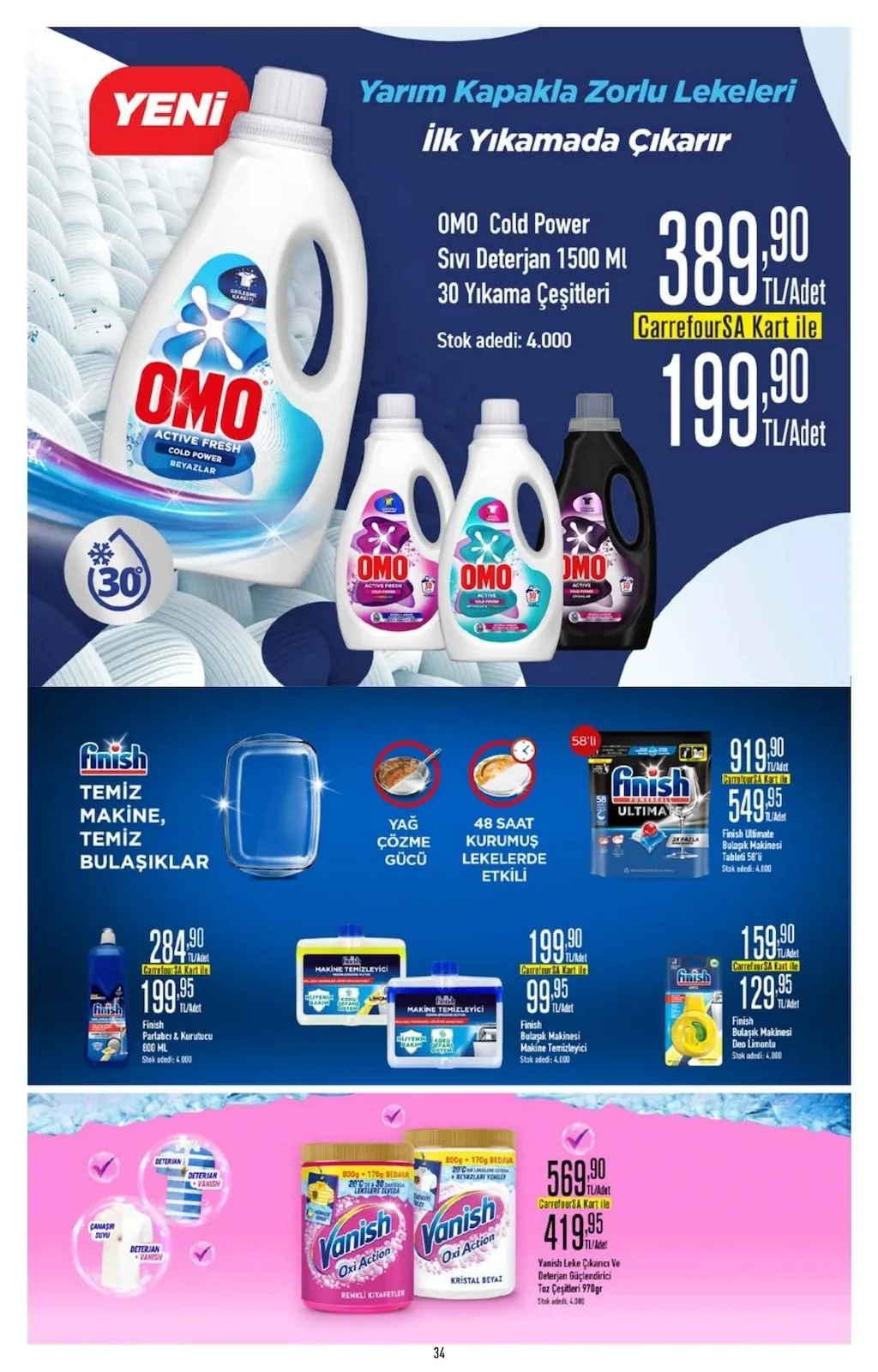 CarrefourSA CarrefourSA 7 Mayıs 2026 Aktüel Kataloğu sayfa 35: Finish Ultimate Bulaşık Makinesi Tabletı 58'Li, Finish Bulaşık Makinesi Deo Limonlu