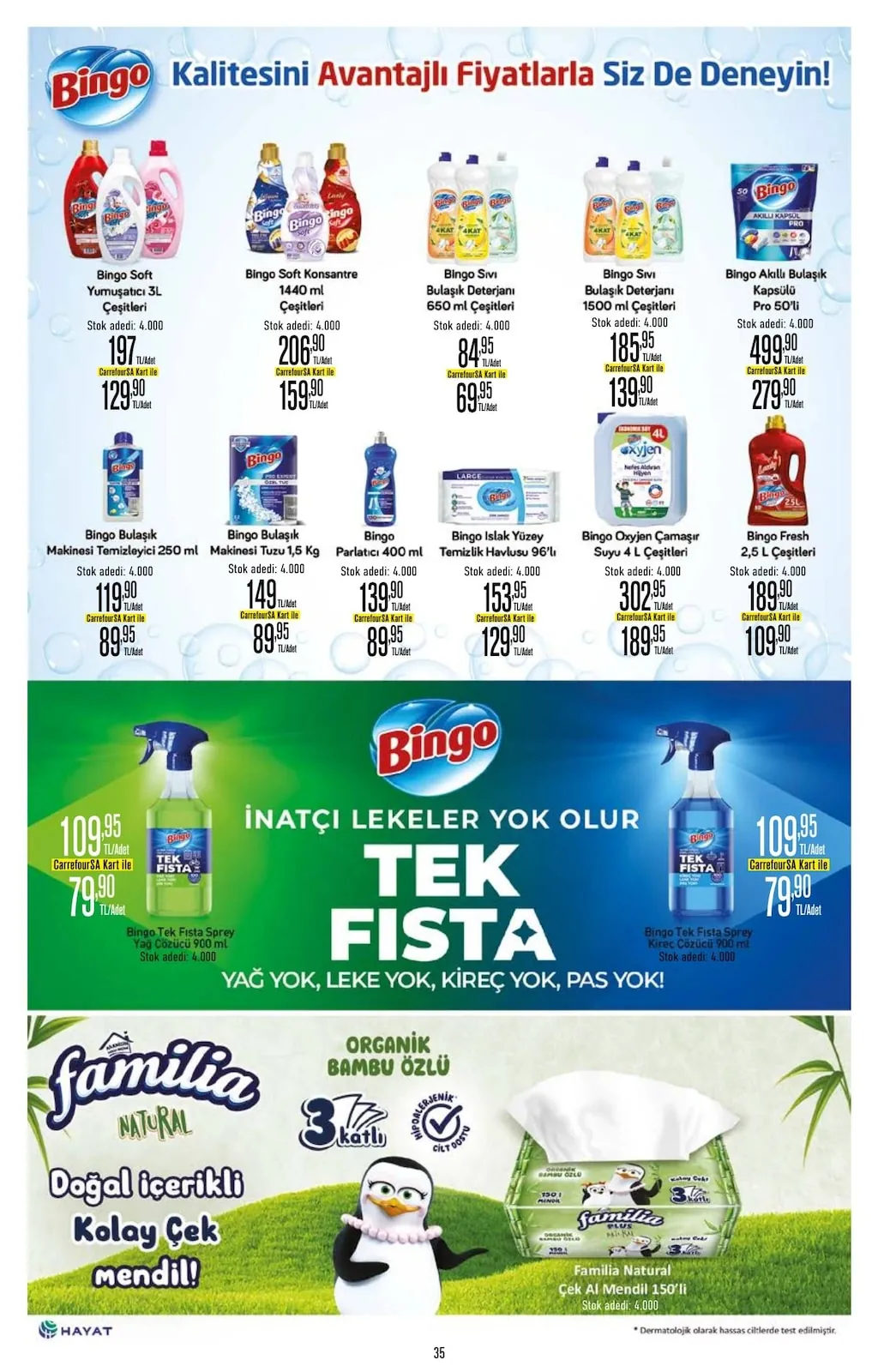 CarrefourSA CarrefourSA 7 Mayıs 2026 Aktüel Kataloğu sayfa 36: Bingo Soft Konsantre 1440 Ml Çeşitleri, Bingo Sıvı Bulaşık Deterjanı 650 Ml Çeşitleri