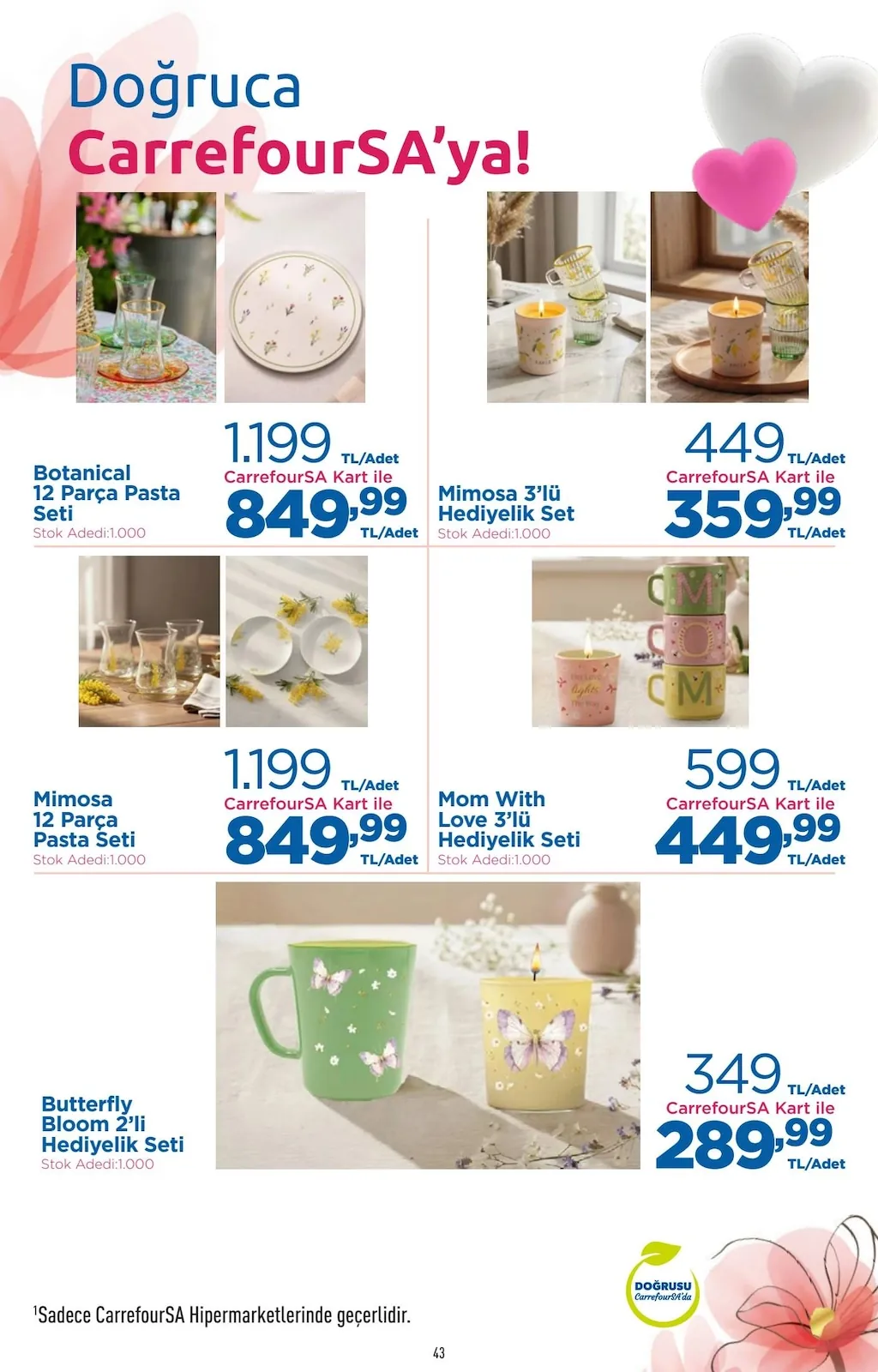 CarrefourSA CarrefourSA 7 Mayıs 2026 Aktüel Kataloğu sayfa 44: Mom With Love 3'Lü Hediye Seti, Mimosa 12 Parça Pasta Seti