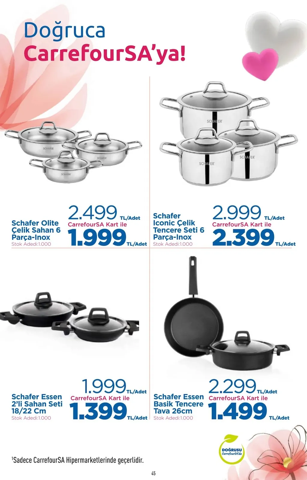 CarrefourSA CarrefourSA 7 Mayıs 2026 Aktüel Kataloğu sayfa 46: Schafer Essen Basik Tencere Tava 26Cm, Schafer Iconic Celik Tencere Seti 6 Parça-Inox