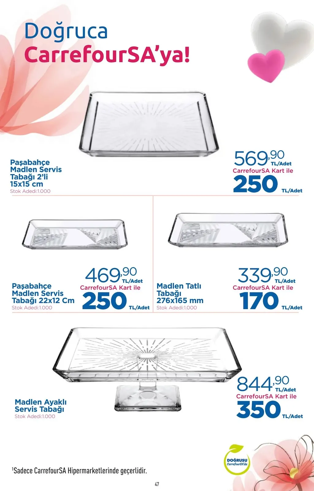 CarrefourSA CarrefourSA 7 Mayıs 2026 Aktüel Kataloğu sayfa 48: Paşabahçe Madlen Servis Tabağı 2'Li 15X15 Cm, Madlen Tatlı Tabağı 276X165 Mm