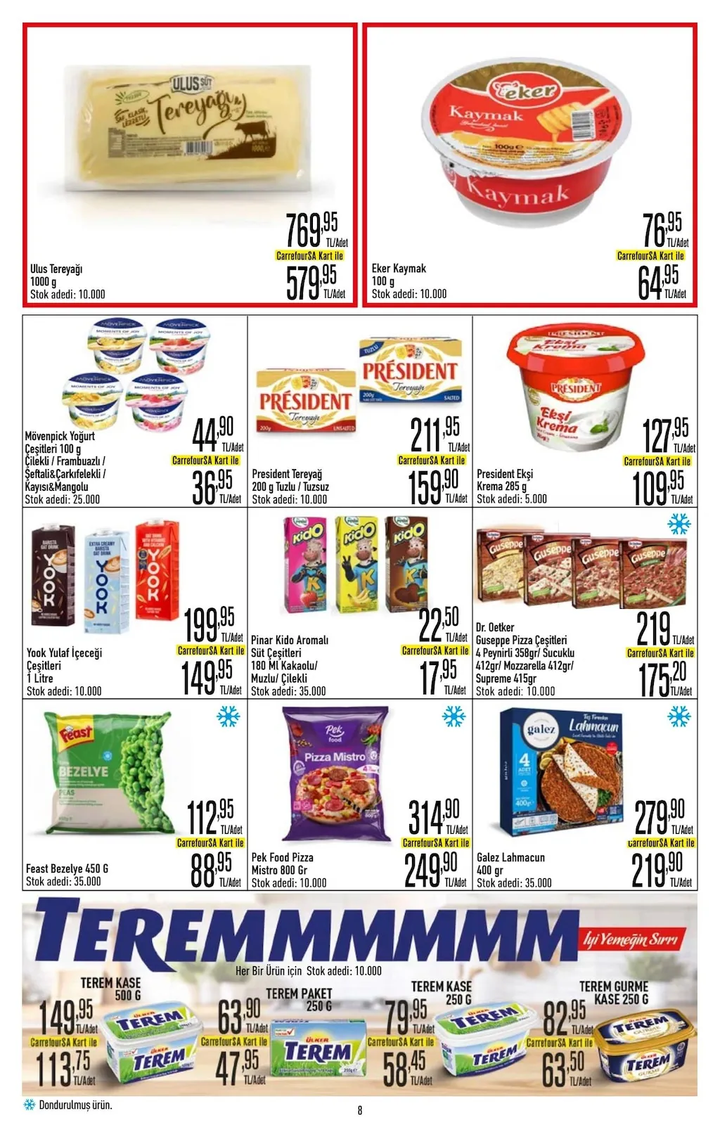 CarrefourSA CarrefourSA 7 Mayıs 2026 Aktüel Kataloğu sayfa 8: Galez Lahmacun 400 Gr, Feast Bezelye 450 G