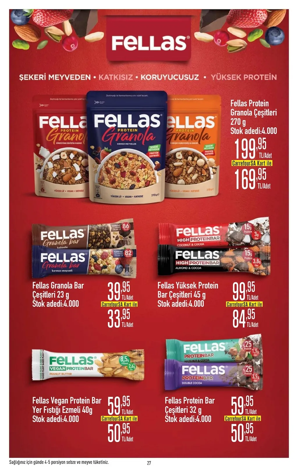 CarrefourSA CarrefourSA 18 Mayıs 2026 Aktüel Kataloğu sayfa 27: Fellas Granola Bar Çeşitleri 23 G