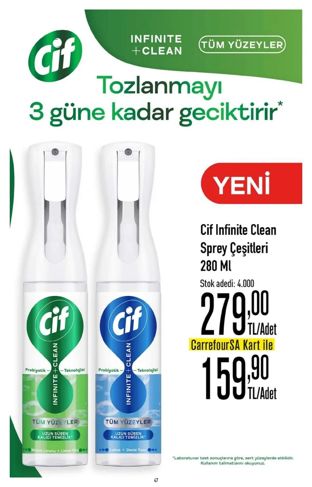 CarrefourSA CarrefourSA 18 Mayıs 2026 Aktüel Kataloğu sayfa 47: Cif Infinite Clean Sprey Çeşitleri 280 Ml