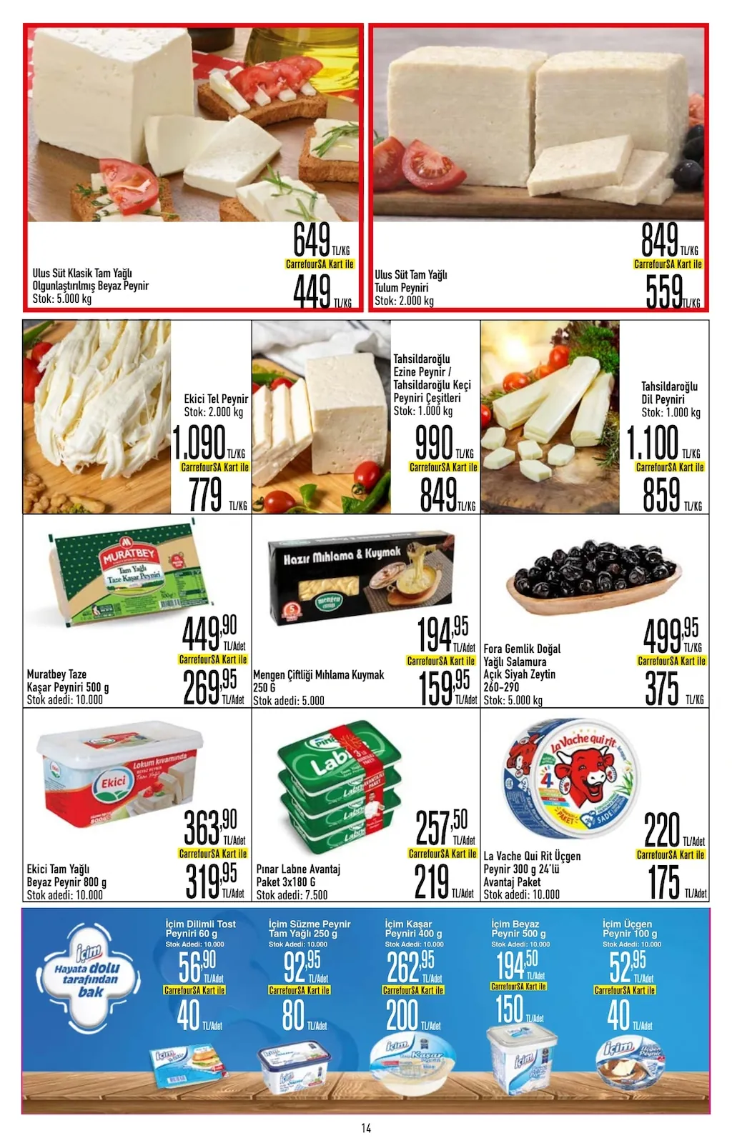 CarrefourSA CarrefourSA 1 Haziran 2026 Aktüel Kataloğu sayfa 14: Mengen Çiftliği Mıhlama Kuymağı 250 G, Ekici Tam Yağlı Beyaz Peynir 800 G