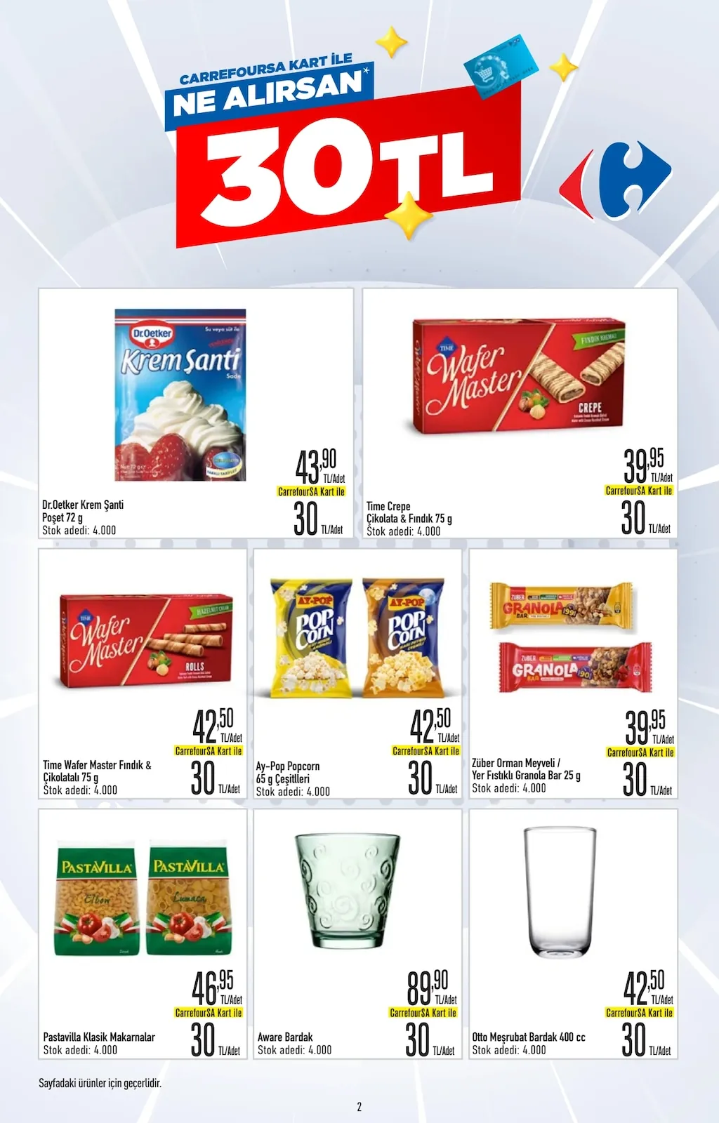 CarrefourSA CarrefourSA 1 Haziran 2026 Aktüel Kataloğu sayfa 2: Ay-Pop Popcorn 65 G Çeşitleri, Züber Orman Meyveli / Yer Fıstıklı Granola Bar 25 G