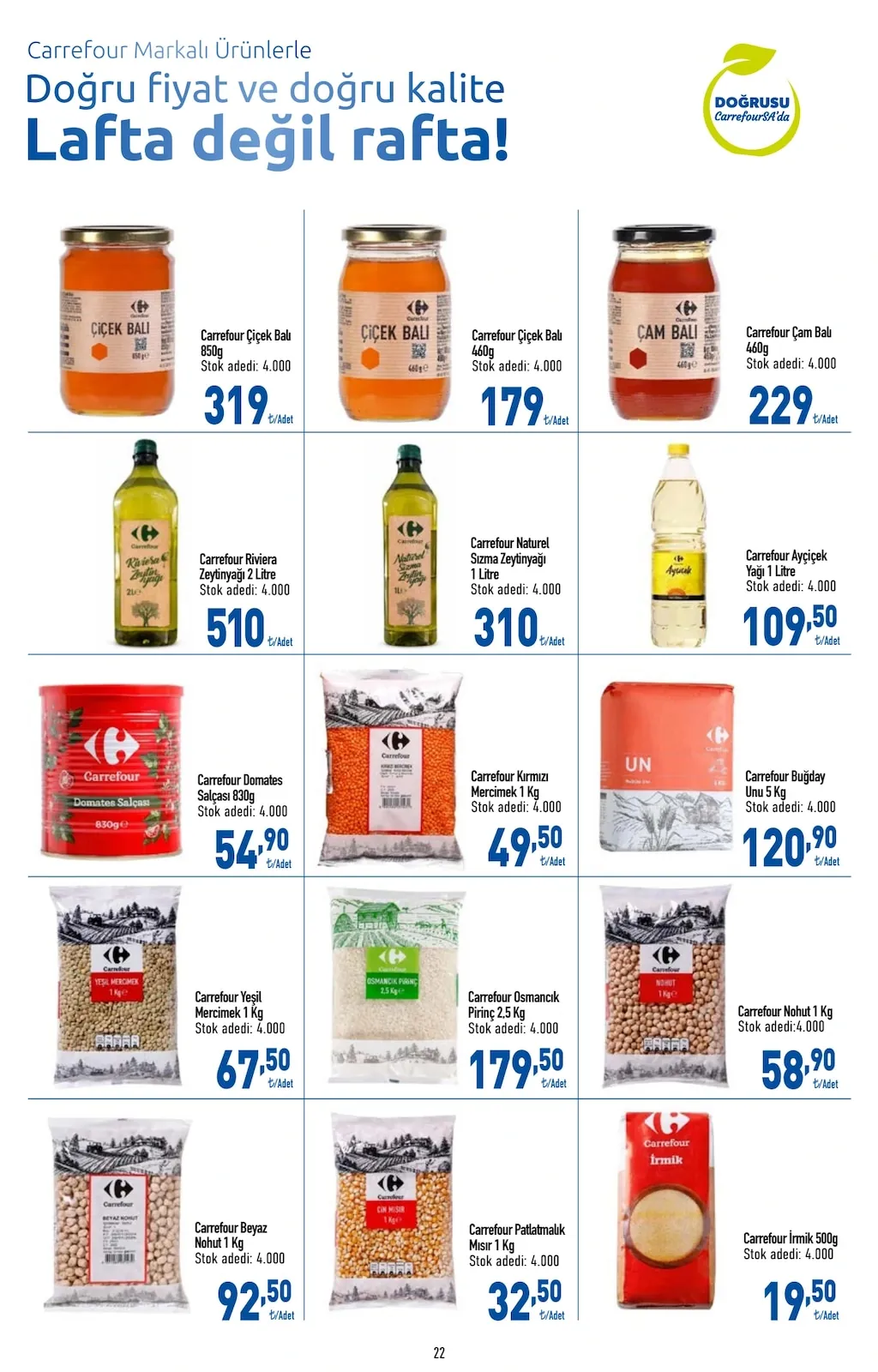 CarrefourSA CarrefourSA 1 Haziran 2026 Aktüel Kataloğu sayfa 22: Carrefour Kirmizi Mercimek 1 Kg, Carrefour Naturel Sizma Zeytinyagi 1 Litre