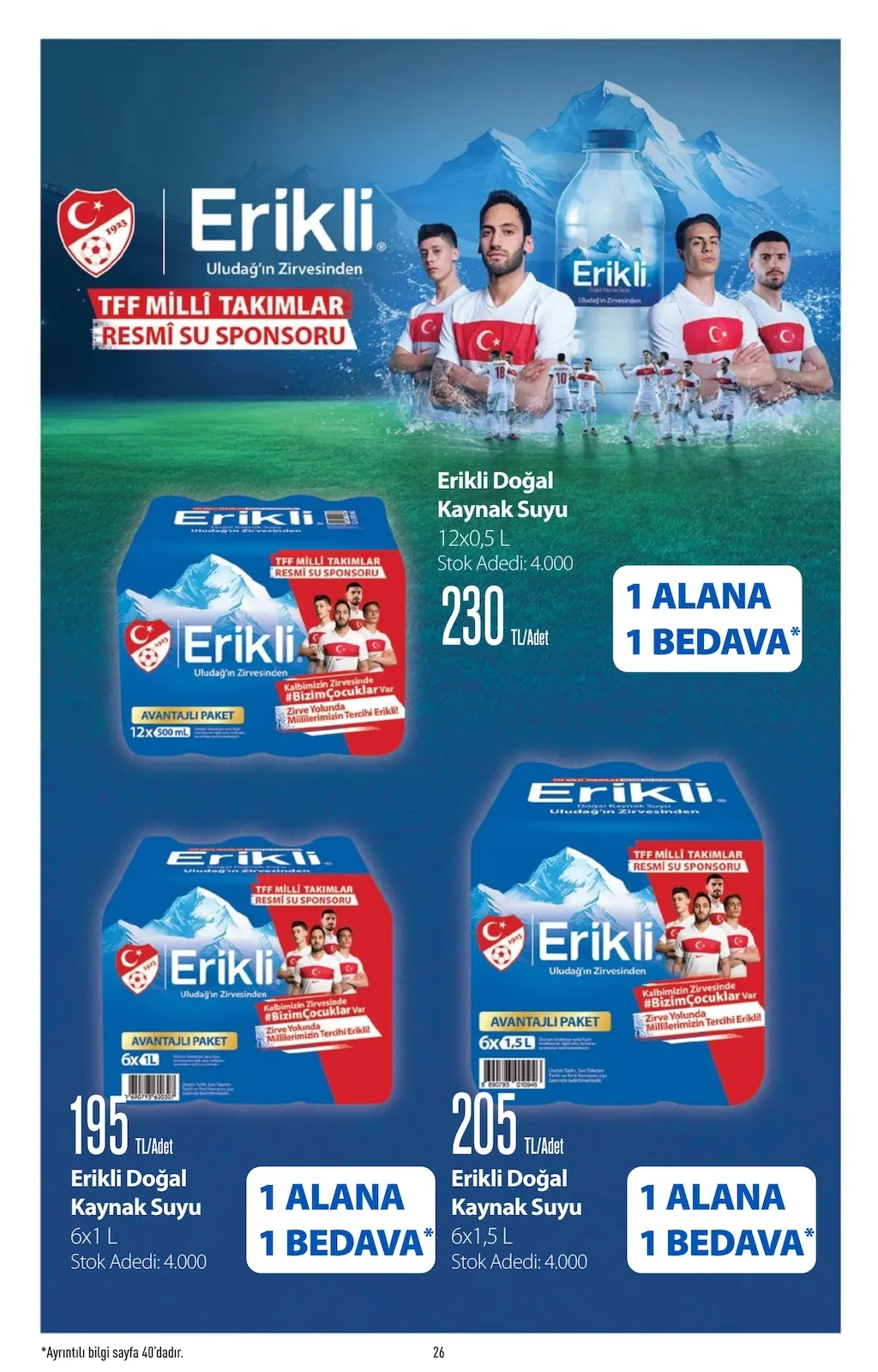 CarrefourSA CarrefourSA 1 Haziran 2026 Aktüel Kataloğu sayfa 26: Erikli Doğal Kaynak Suyu 12X0,5 L, Erikli Doğal Kaynak Suyu 6X1 L