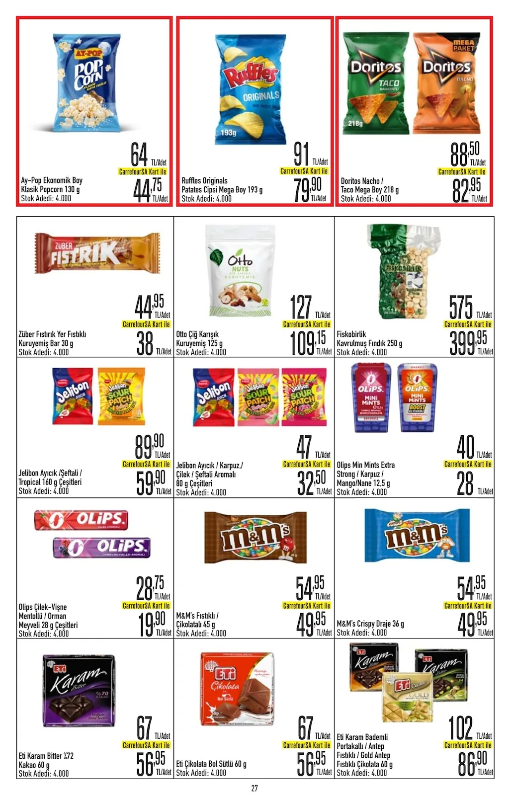 CarrefourSA CarrefourSA 1 Haziran 2026 Aktüel Kataloğu sayfa 27: M&M'S Fıstıklı/Çikolatalı 45G, M&M'S Crispy Draje 36G