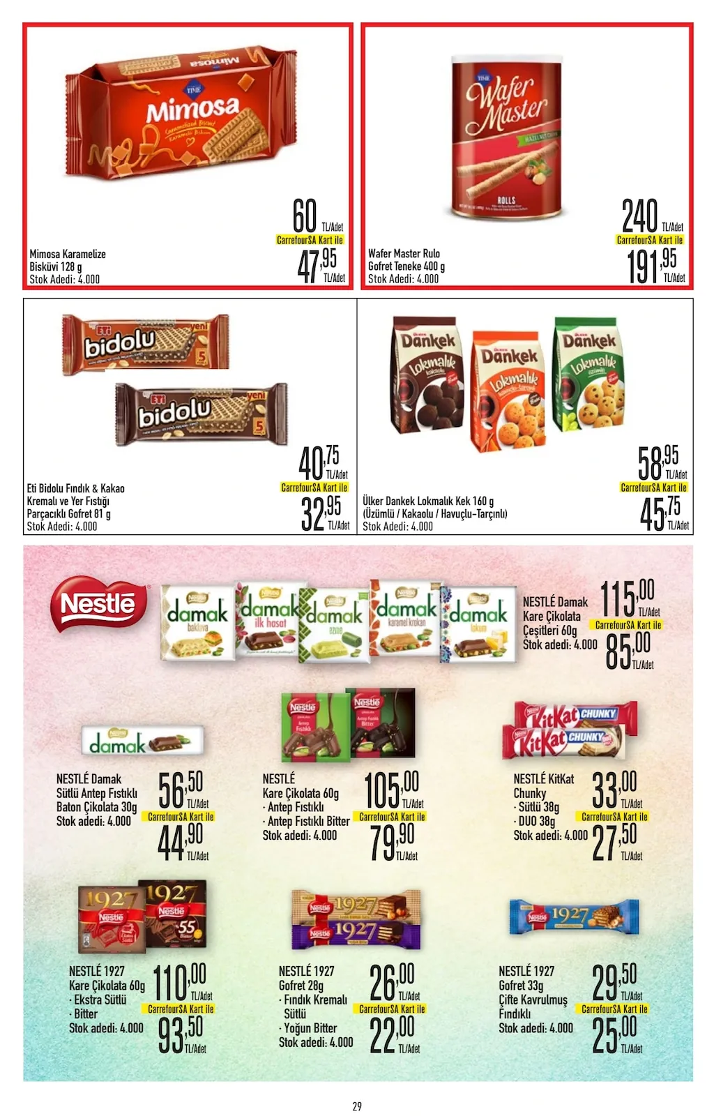 CarrefourSA CarrefourSA 1 Haziran 2026 Aktüel Kataloğu sayfa 29: Eti Bidolu Fındık & Kakao Kremalı Ve Yer Fıstığı Parçacıklı Gofret 81G, Wafer Master Rulo Gofret Teneke 400G