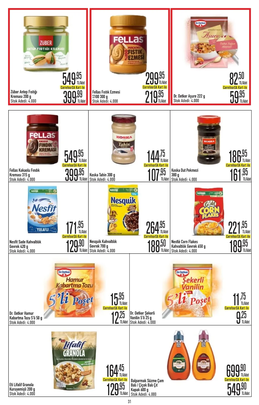 CarrefourSA CarrefourSA 1 Haziran 2026 Aktüel Kataloğu sayfa 31: Koska Tahin 300 G, Balparmak Süzme Çam Balı / Çiçek Balı Çıt Kapak 600 G