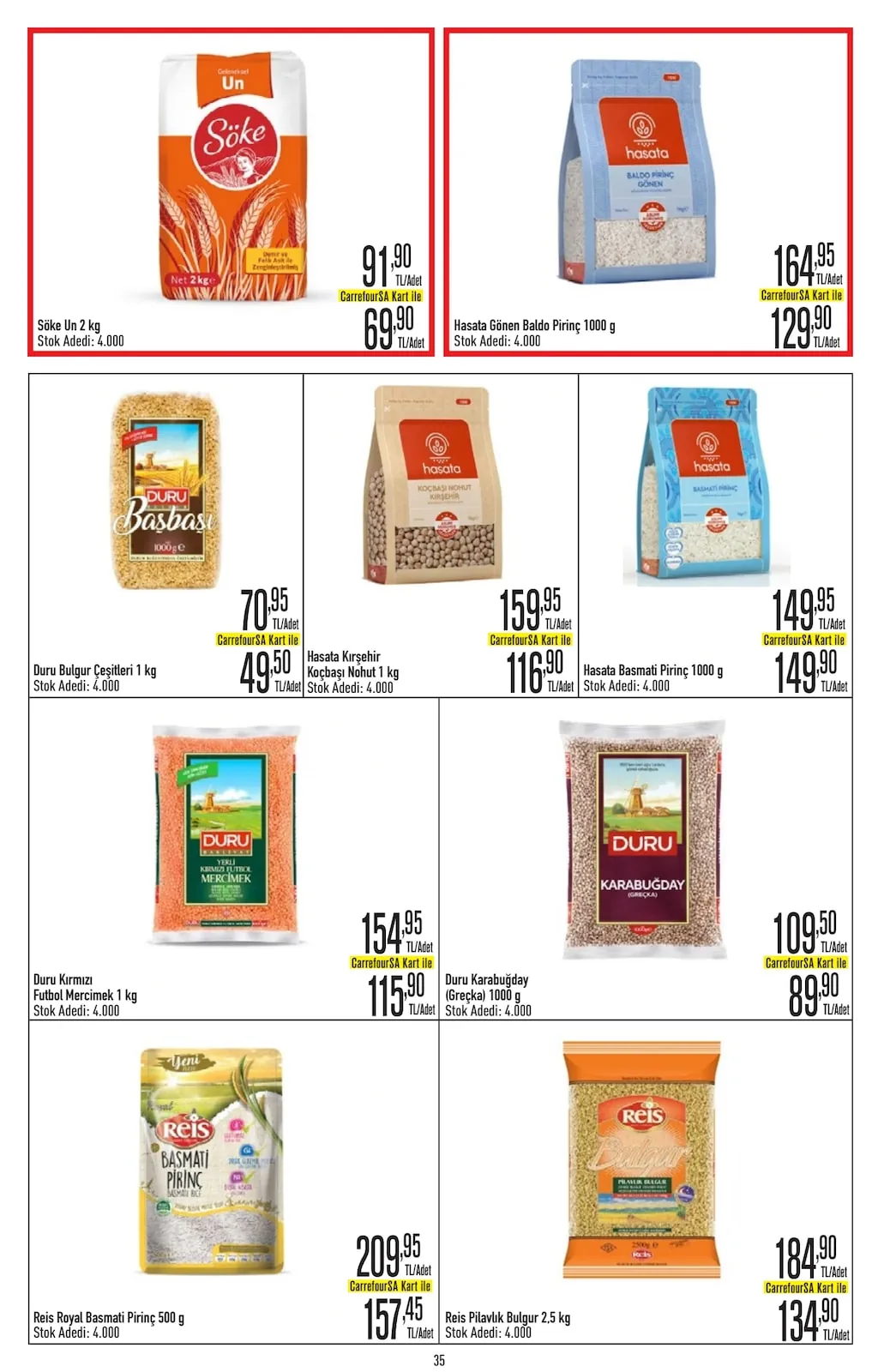 CarrefourSA CarrefourSA 1 Haziran 2026 Aktüel Kataloğu sayfa 35: Reis Pilavlık Bulgur 2,5 Kg, Duru Karabulgur (Greçka) 1000 G