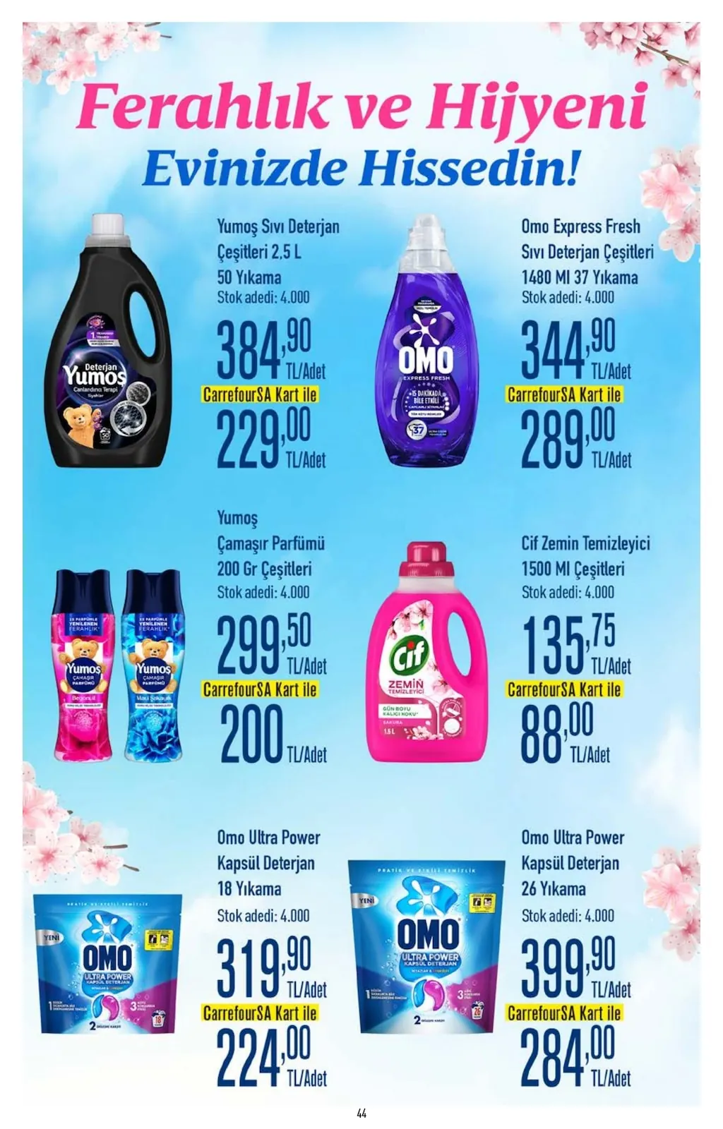 CarrefourSA CarrefourSA 1 Haziran 2026 Aktüel Kataloğu sayfa 44: Omo Express Fresh Sıvı Deterjan Çeşitleri 1480 Ml 37 Yıkama, Omo Ultra Power Kapsül Deterjan 26 Yıkama