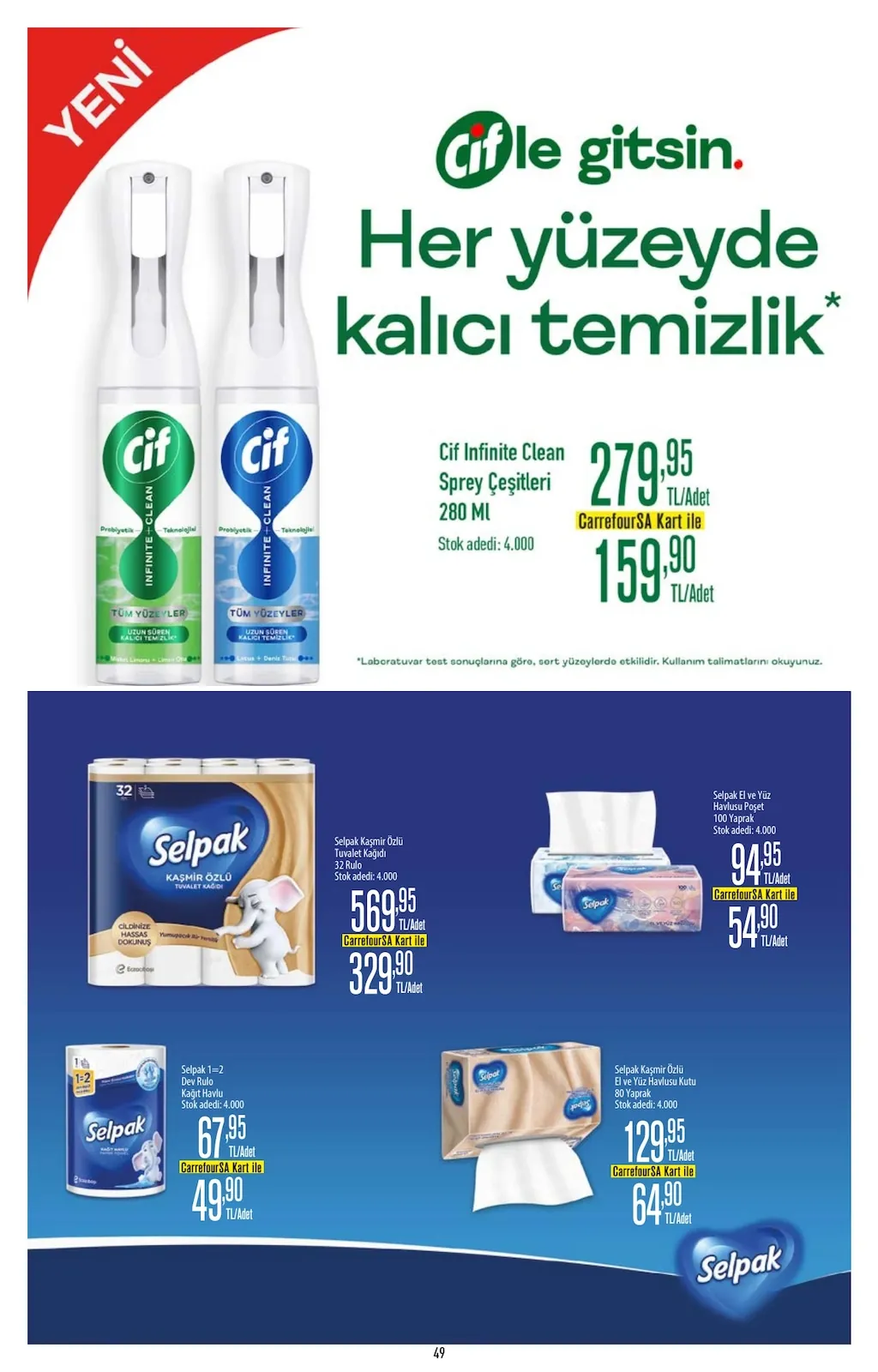 CarrefourSA CarrefourSA 1 Haziran 2026 Aktüel Kataloğu sayfa 49: Selpak Kaşmir Özlü El Ve Yüz Havlusu Kutu 80 Yaprak