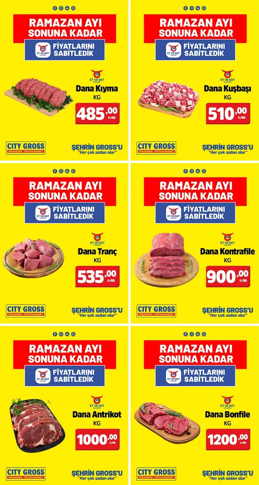 City City Gross 23 Ocak 2026 Aktüel Kataloğu sayfa 1: Dana Kontrafile Kg, Dana Kıyma Kg