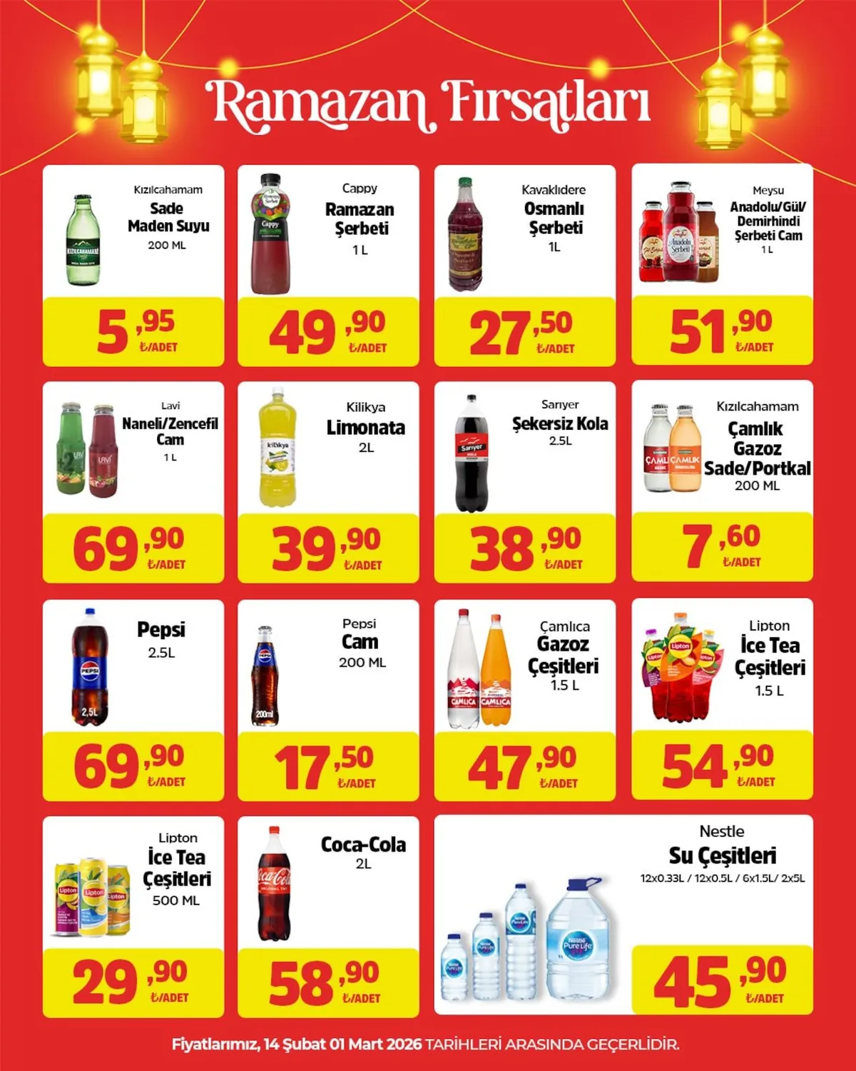 City City Gross 14 Şubat 2026 Aktüel Kataloğu sayfa 19: Cappy Ramazan Şerbeti 1 L, Kızılcahamam Sade Maden Suyu 200 Ml
