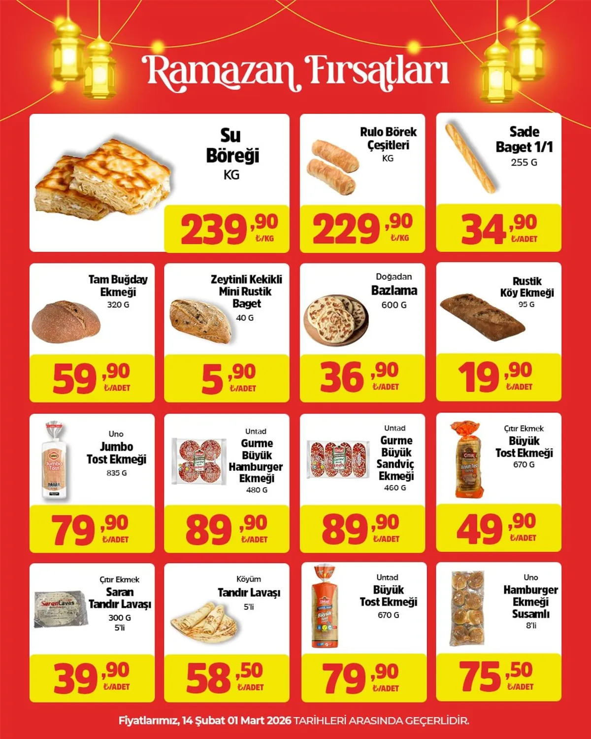 City City Gross 14 Şubat 2026 Aktüel Kataloğu sayfa 2: Uno Jumbo Tost Ekmeği 835 G, Rustik Köy Ekmeği 95 G