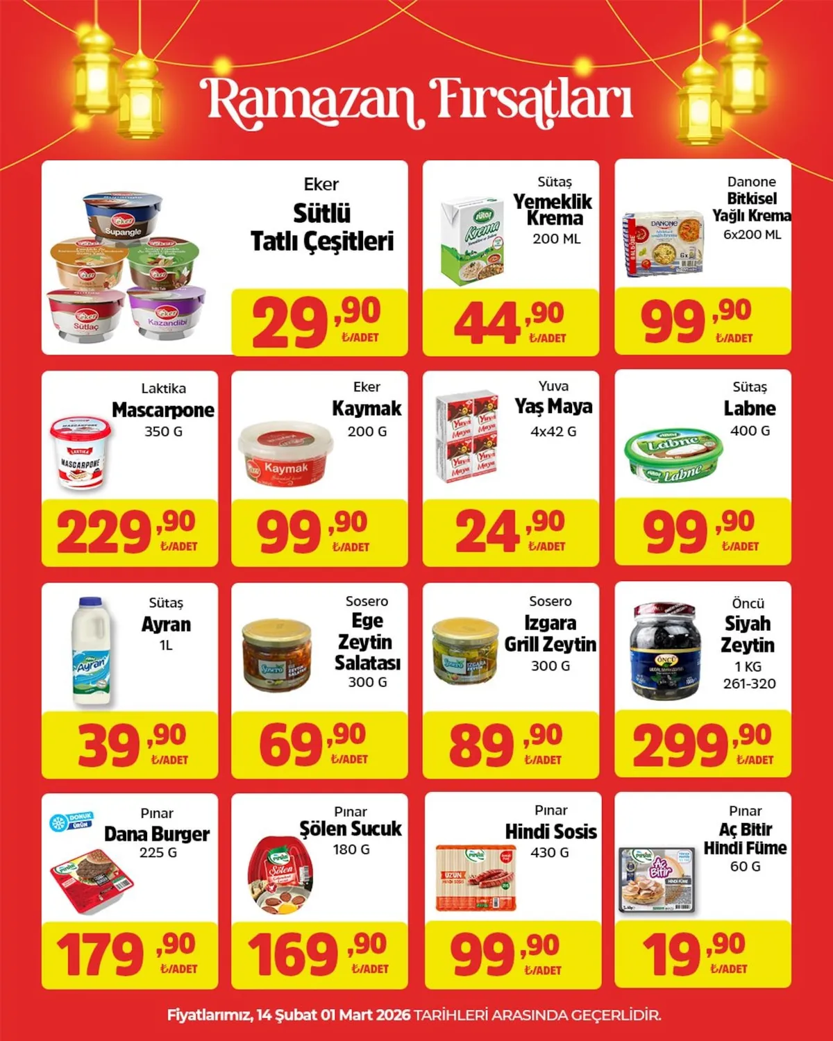 City City Gross 14 Şubat 2026 Aktüel Kataloğu sayfa 8: Pınar Dana Burger 225 G, Öncü Siyah Zeytin 1 Kg