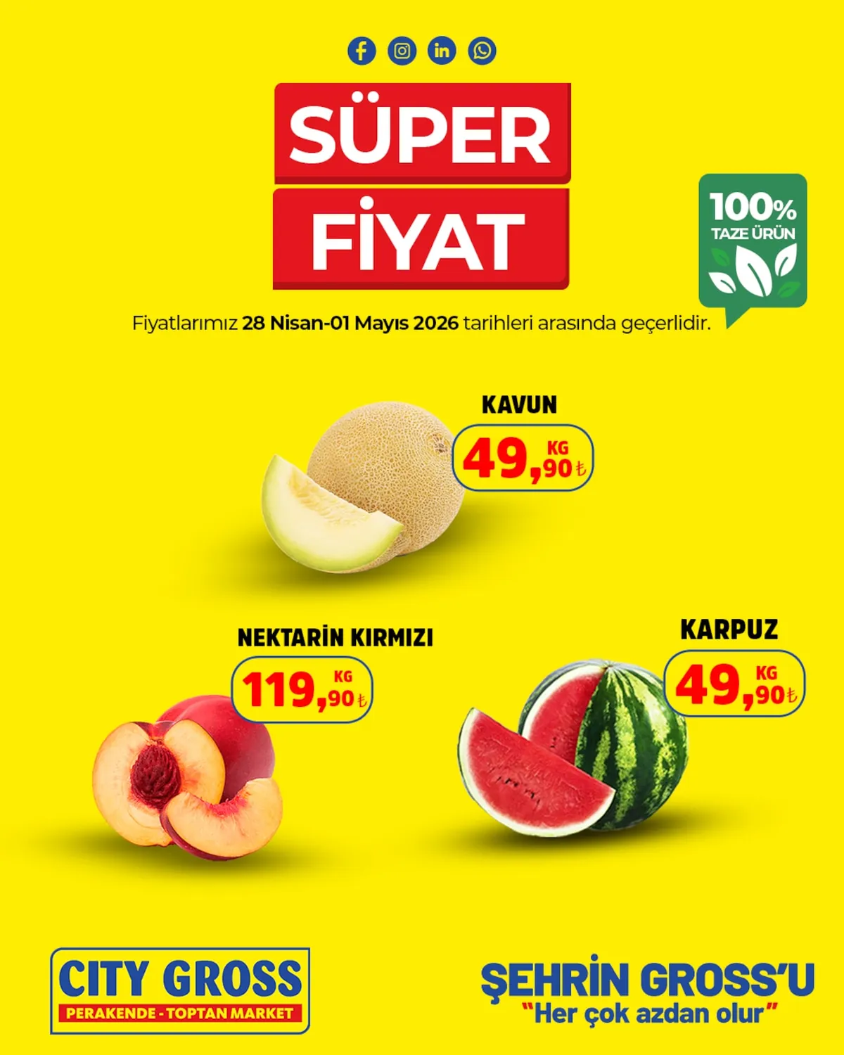 City City Gross 28 Nisan 2026 Aktüel Kataloğu sayfa 2: Karpuz Kg, Kavun Kg