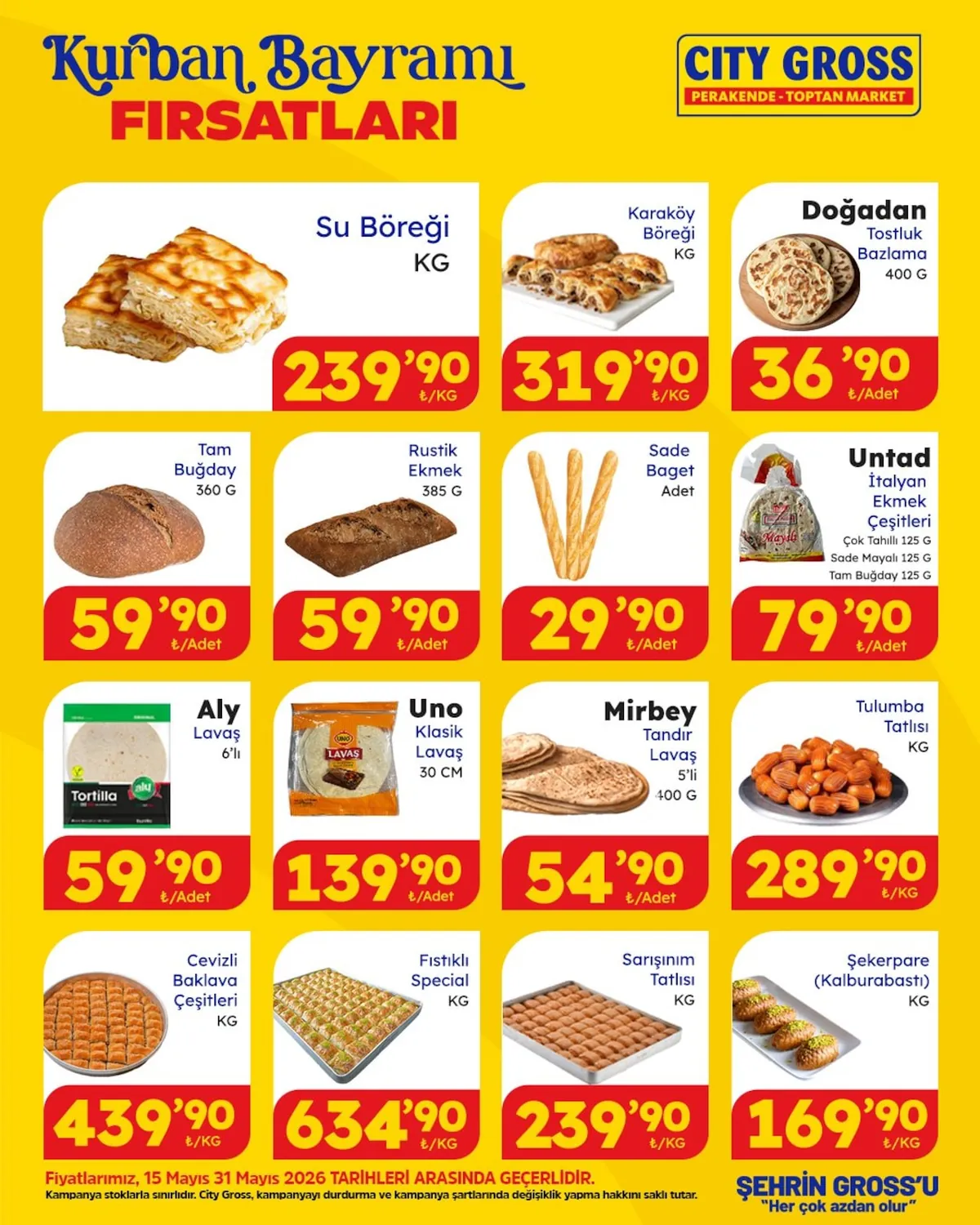 City City Gross 15 Mayıs 2026 Aktüel Kataloğu sayfa 6: Rustik Ekmek 385G, Mirbey Tandır Lavaş 5'Li 400G