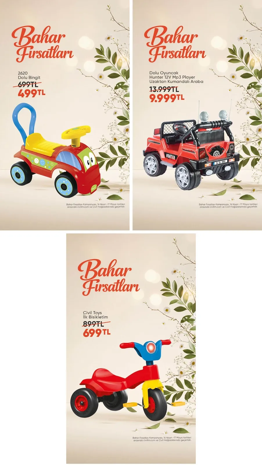 Civil Civil 16 Nisan 2026 Aktüel Kataloğu sayfa 1: Dolu Oyuncak Hunter 12V Mp3 Player Uzaktan Kumandalı Araba, Dolu Bingit