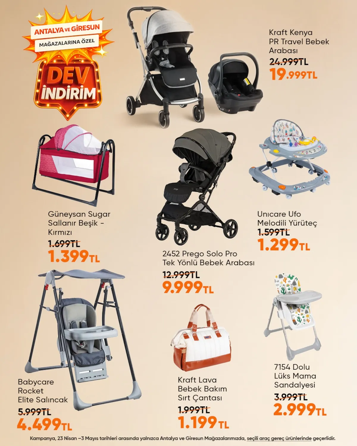 Civil Civil 23 Nisan 2026 Aktüel Kataloğu sayfa 1: Unicare Ufo Melodili Yürüteç, 7154 Dolu Lüks Mama Sandalyesi