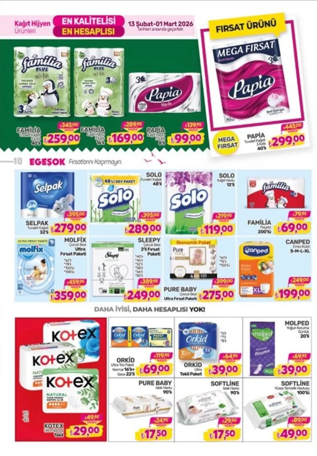 Egeşok Egeşok 13 Şubat 2026 Aktüel Kataloğu sayfa 10: Orkid Ultra Tekli Paket, Orkid Ultra Trio Paket Normal 16'Lı+Gece 22'Li