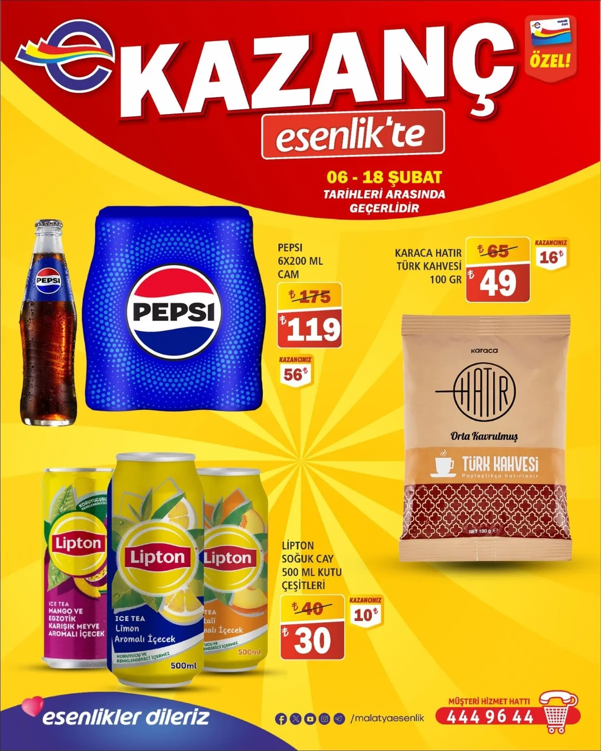 Esenlik Esenlik 6 Şubat 2026 Aktüel Kataloğu sayfa 4: Lipton Soğuk Çay 500 Ml Kutu Çeşitleri