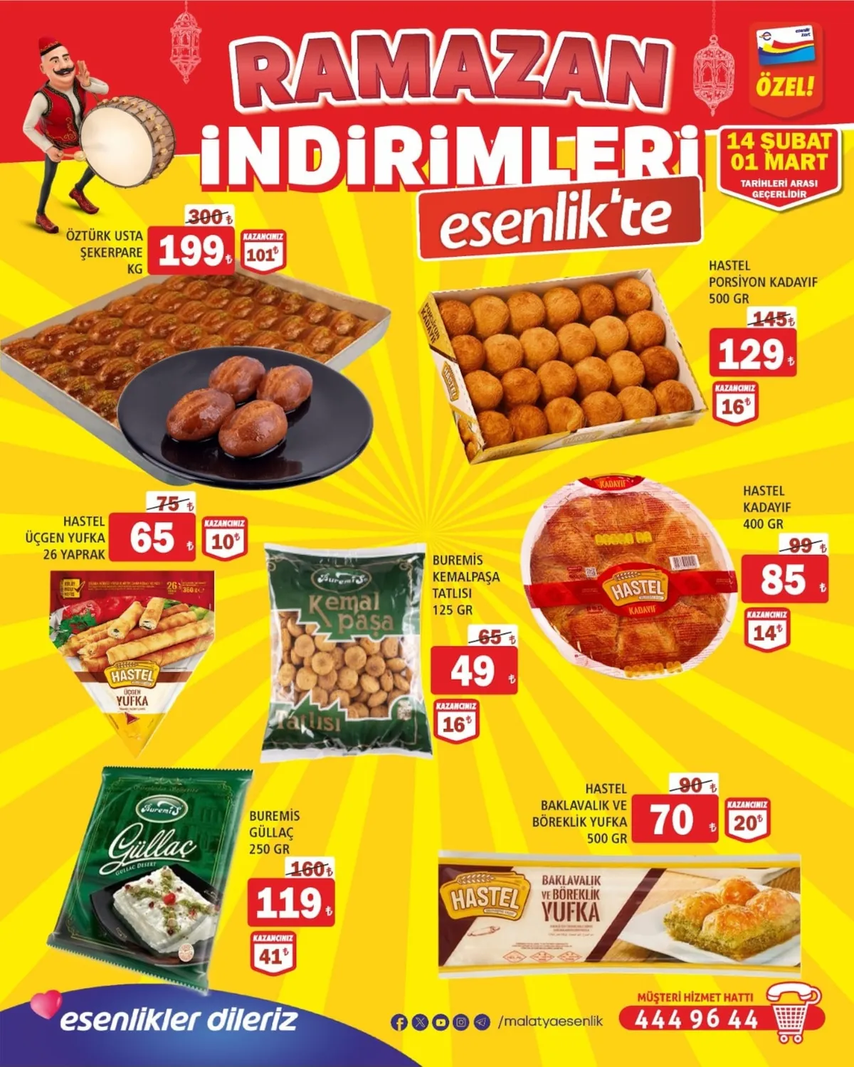 Esenlik Esenlik 14 Şubat 2026 Aktüel Kataloğu sayfa 10: Hastel Kadayıf 400 Gr, Buremis Güllaç 250 Gr