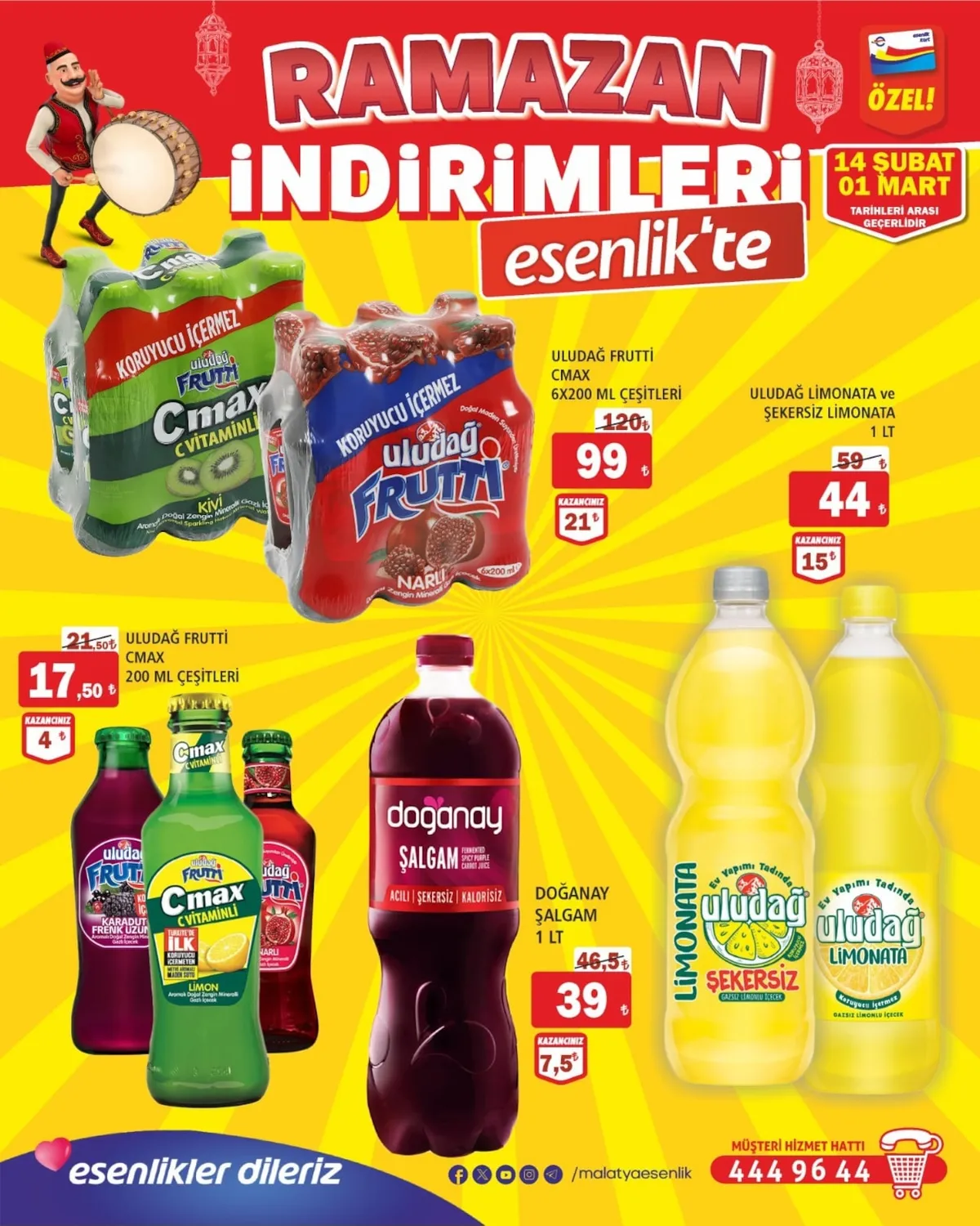 Esenlik Esenlik 14 Şubat 2026 Aktüel Kataloğu sayfa 15: Uludağ Limonata, Uludağ Frutti Cmax 6X200 Ml