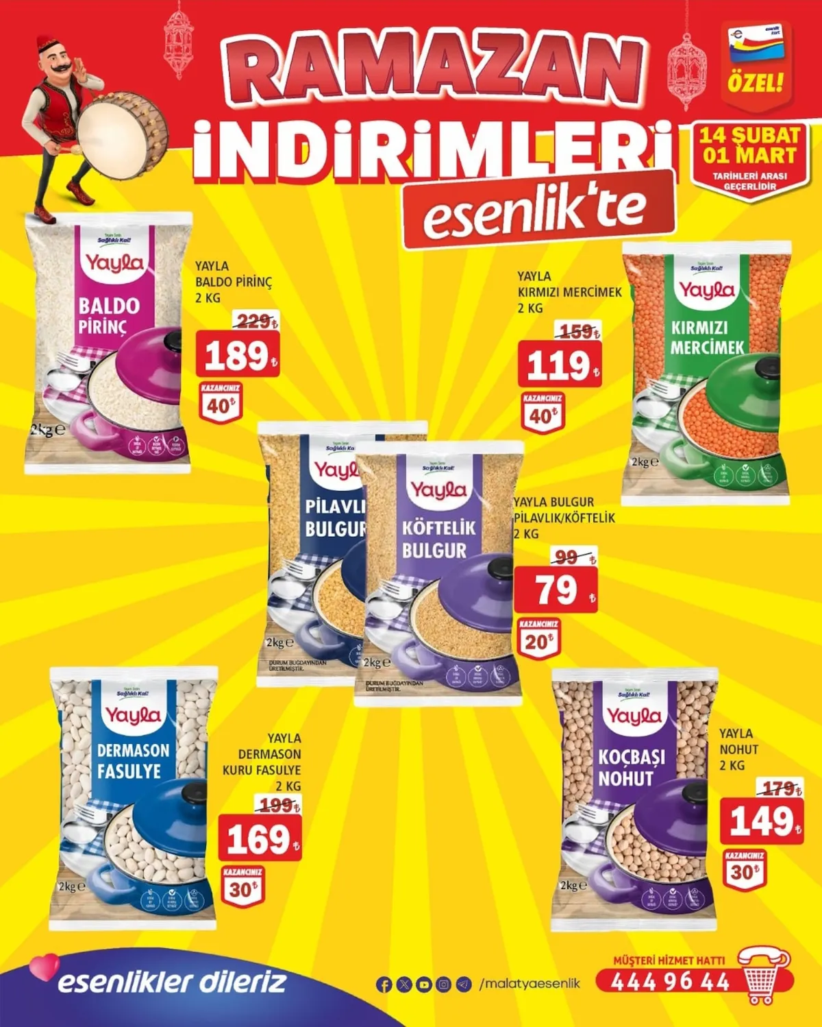 Esenlik Esenlik 14 Şubat 2026 Aktüel Kataloğu sayfa 21: Yayala Dermason Fasulye 2 Kg, Yayla Nohut 2 Kg