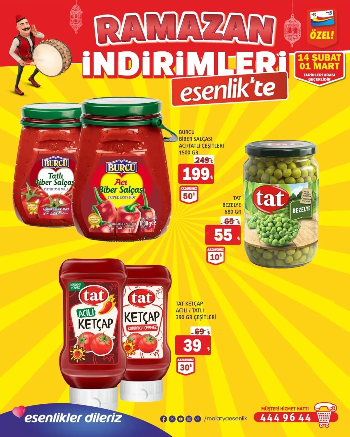 Esenlik Esenlik 14 Şubat 2026 Aktüel Kataloğu sayfa 26: Tat Bezelye 680 Gr, Tat Ketçap Acili / Tatli 390 Gr