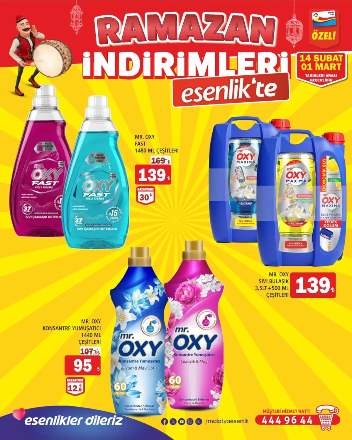 Esenlik Esenlik 14 Şubat 2026 Aktüel Kataloğu sayfa 32: Mr. Oxy Fast 1480 Ml Çeşi̇Tleri̇, Mr. Oxy Konsantre Yumuşatici 1440 Ml Çeşi̇Tleri̇