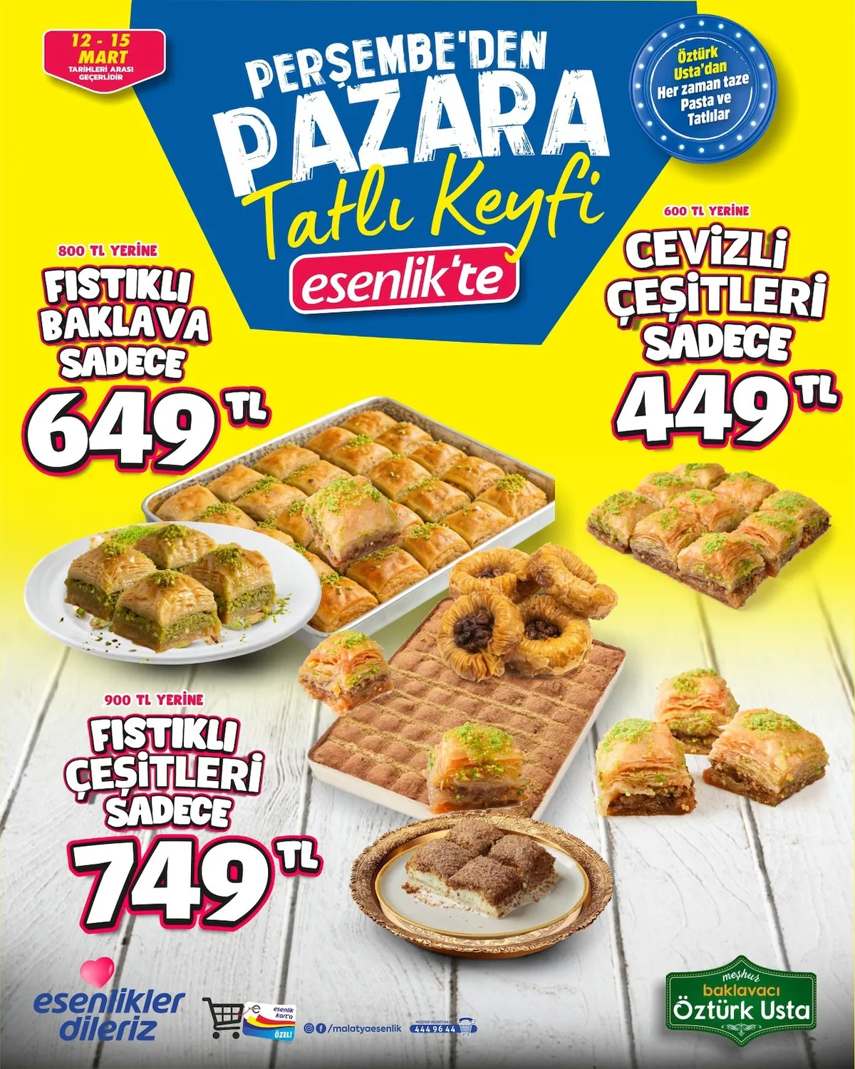 Esenlik Esenlik 12 Mart 2026 Aktüel Kataloğu sayfa 1: Fıstıklı Baklava