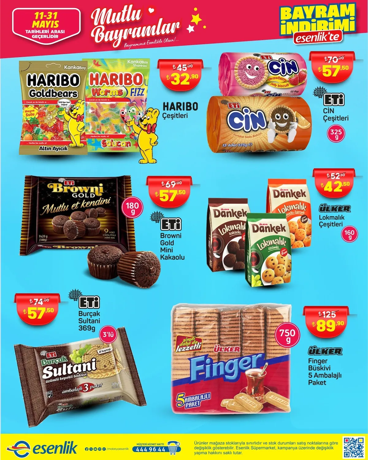 Esenlik Esenlik 11 Mayıs 2026 Aktüel Kataloğu sayfa 11: Ülker Finger Bisküvi 5 Ambalajlı Paket 750G, Ülker Dankek Lokmalık Çeşitleri 160G