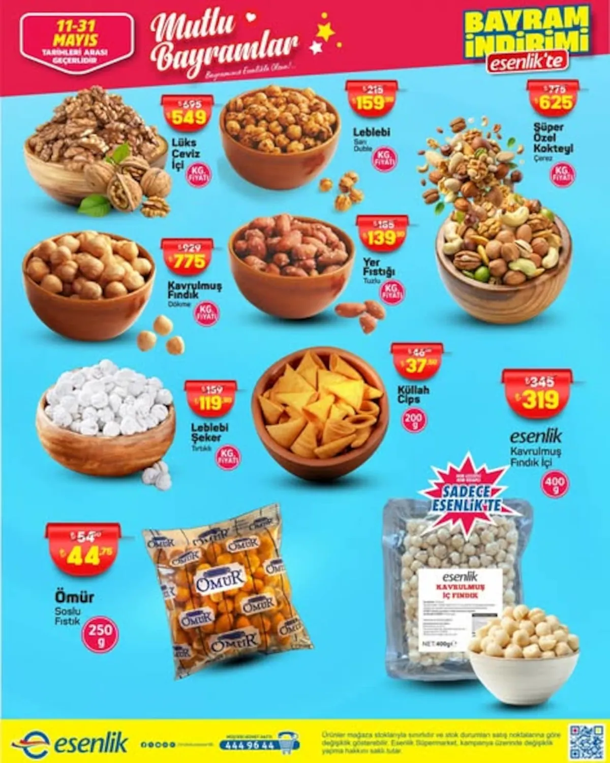 Esenlik Esenlik 11 Mayıs 2026 Aktüel Kataloğu sayfa 8: Küllah Cips 200G, Leblebi Şeker Kg Fiyatı