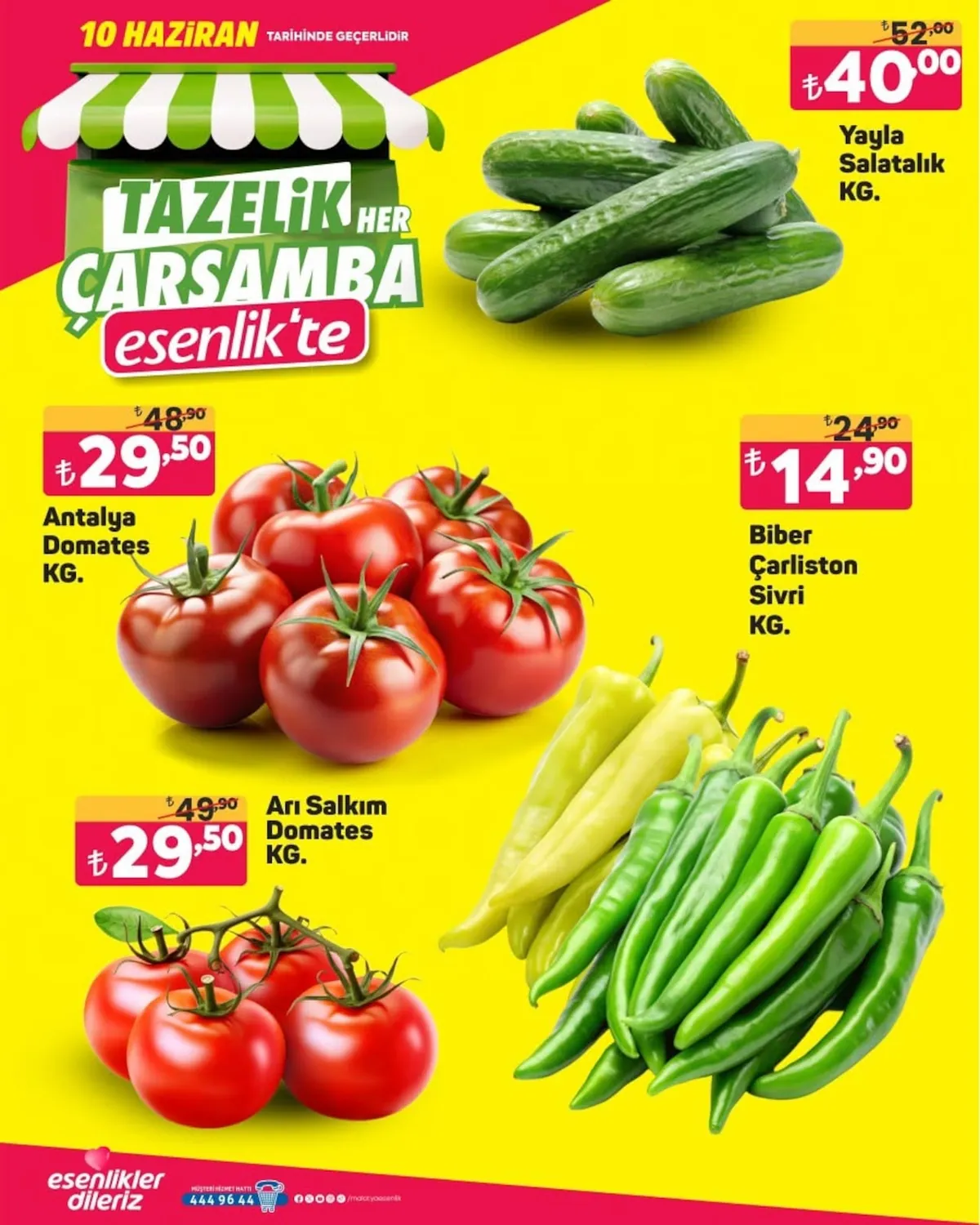 Esenlik Esenlik 10 Haziran 2026 Aktüel Kataloğu sayfa 1: Arı Salkım Domates Kg.