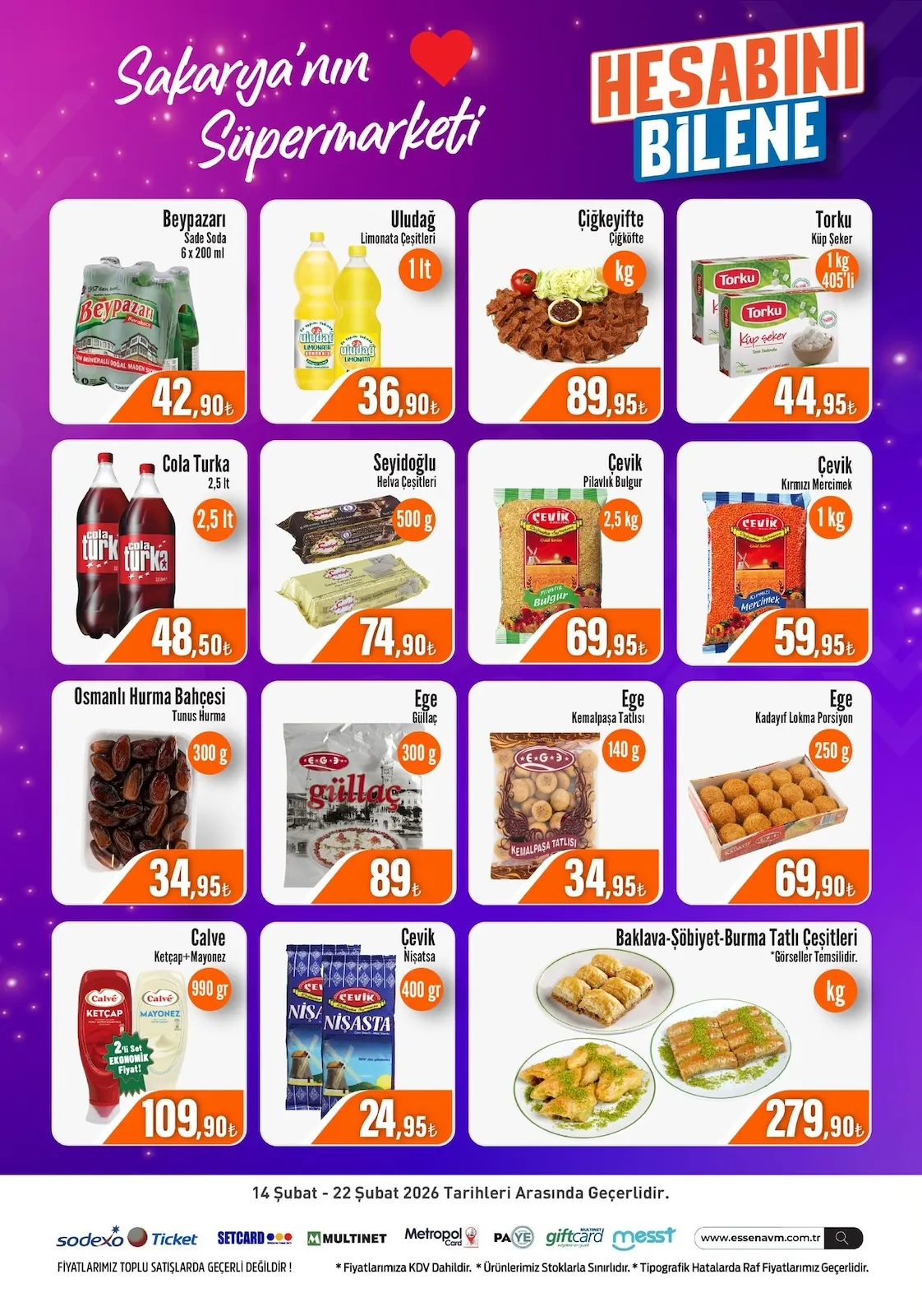 Essen Essen Avm 14 Şubat 2026 Aktüel Kataloğu sayfa 3: Çiğkeyifte Çiğköfte Kg, Ege Kadayıf Lokma Porsiyon 250 G