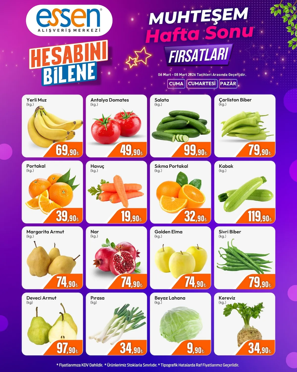 Essen Essen Avm 5 Mart 2026 Aktüel Kataloğu sayfa 1: Nar (Kg.), Pırasa (Kg)